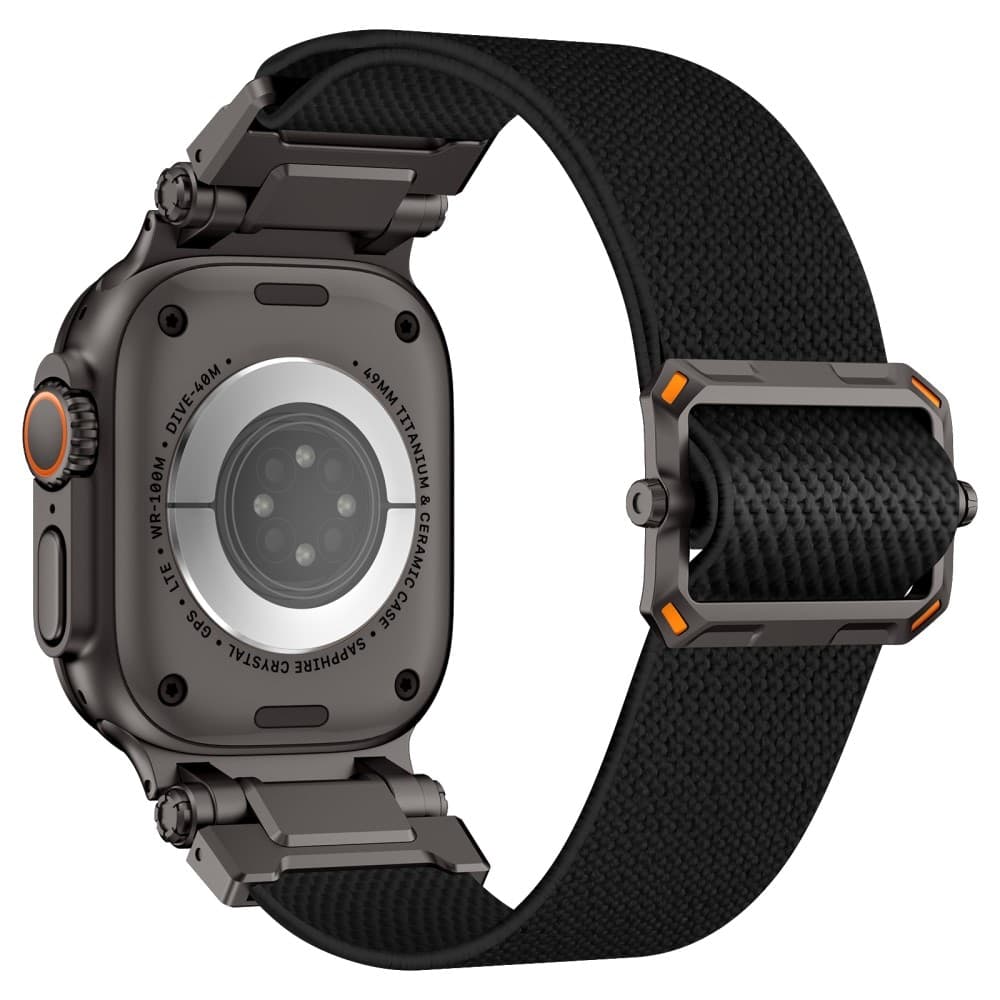 Apple Watch SE 3 44mm Slitester og fleksibel nylonreim, Svart