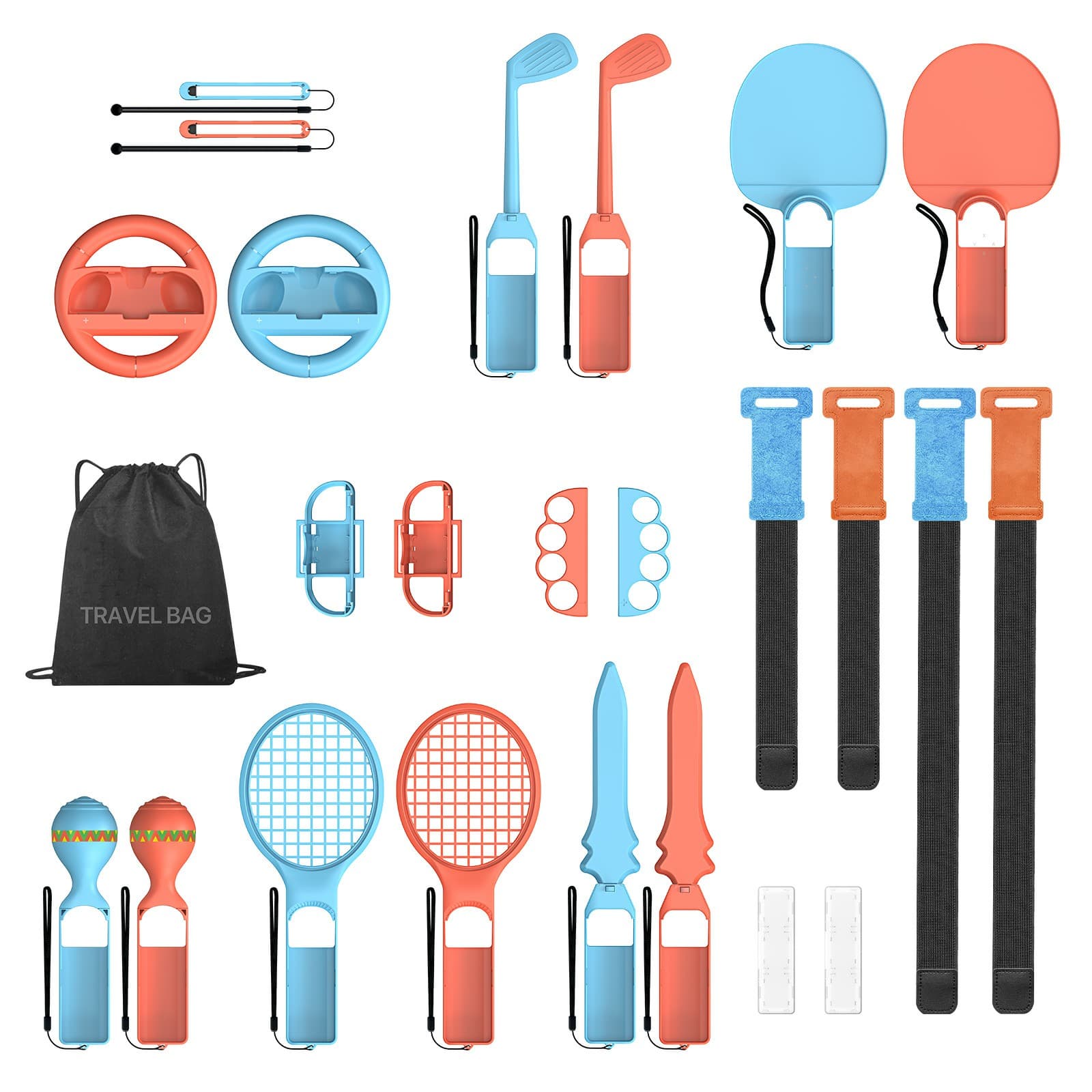 Nintendo Switch 2 Spiltilbehør 25 deler, blå/rød