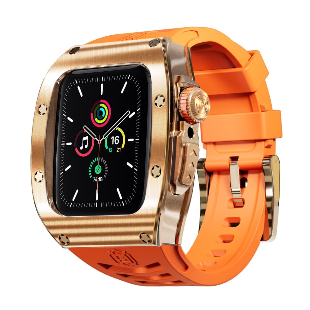 Apple Watch Series 4-6 44mm High Brushed Metal Deksel+Reim, Rose/Oransje