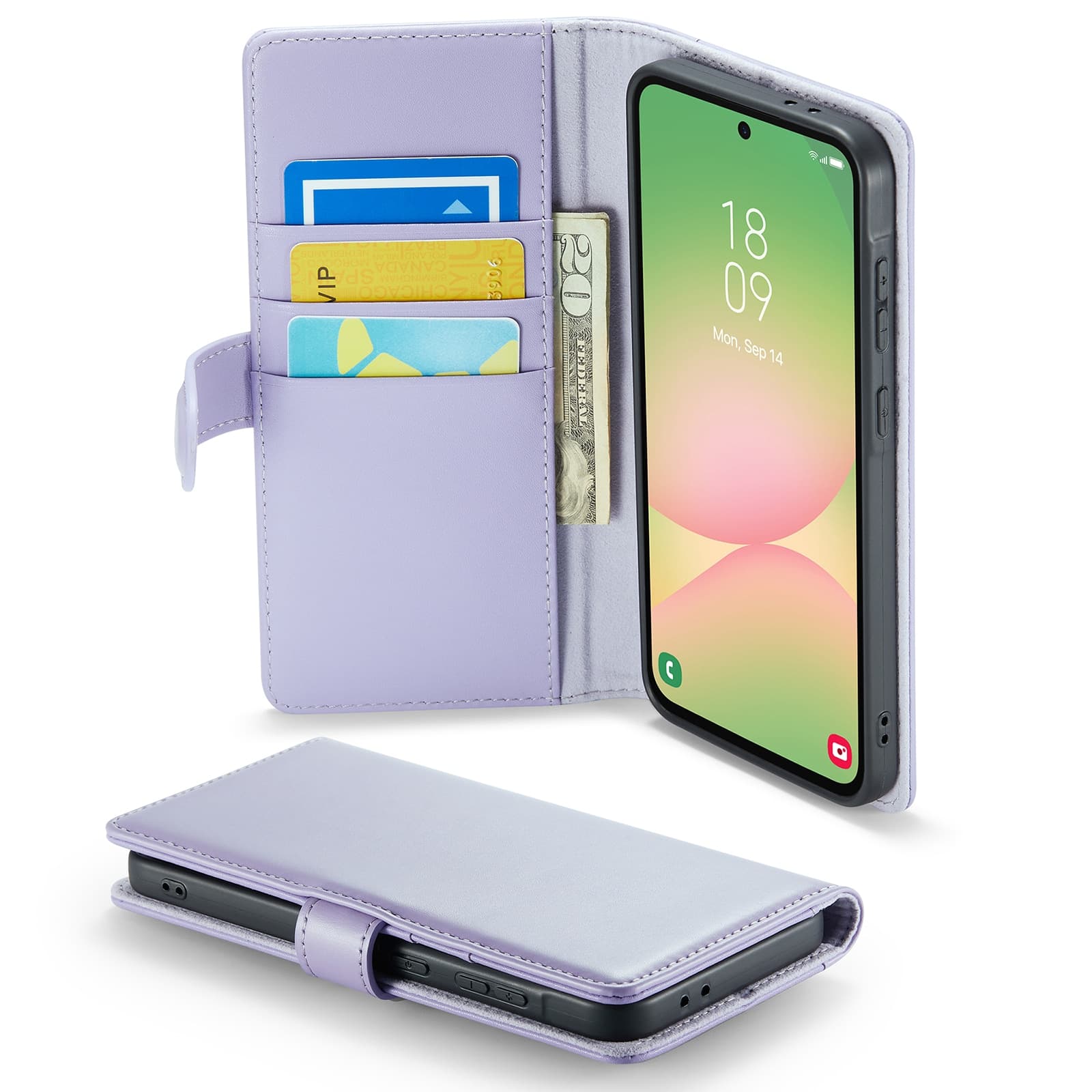 Samsung Galaxy A56 Lommeboketui i ekte skinn, Lilla