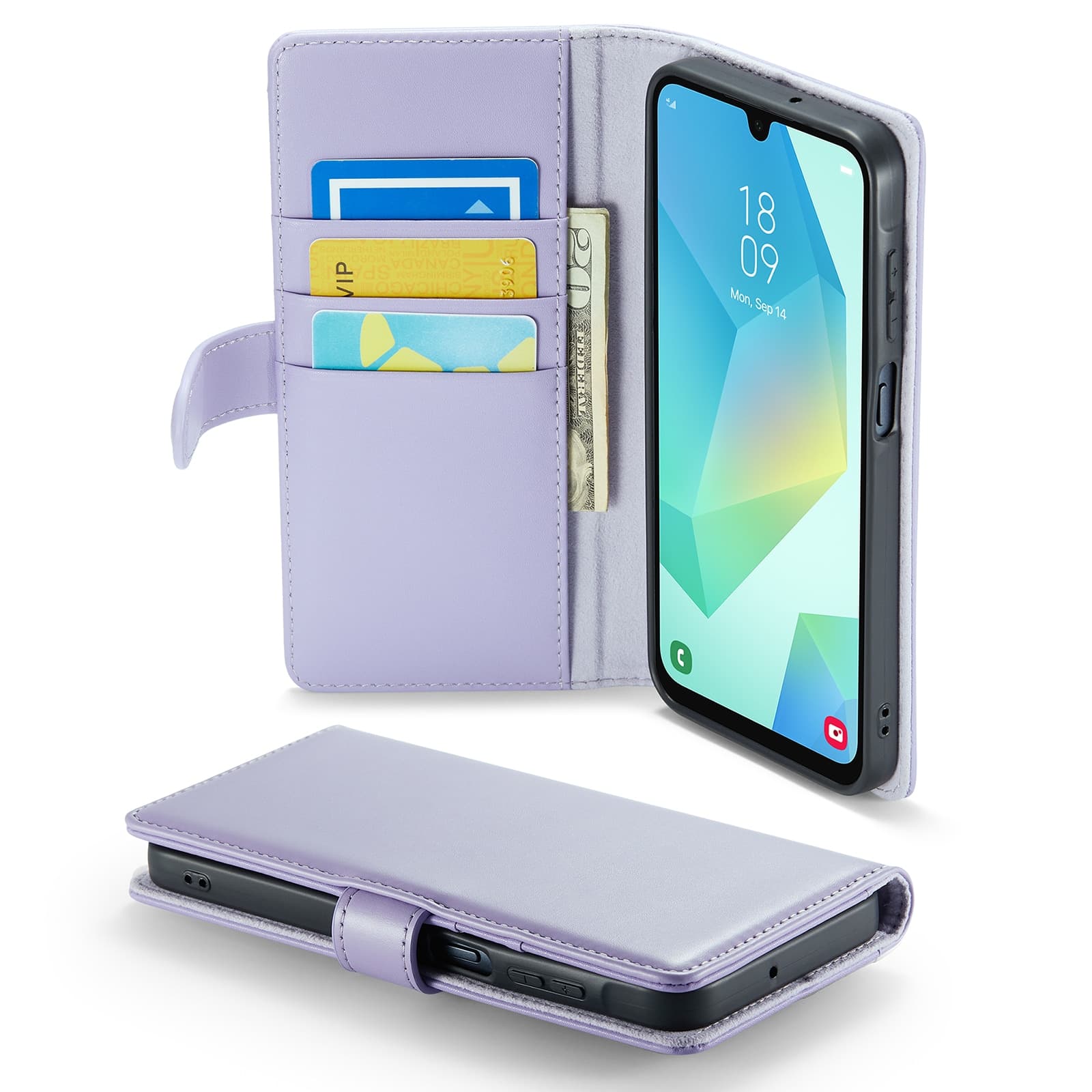 Samsung Galaxy A16 Lommeboketui i ekte skinn, Lilla