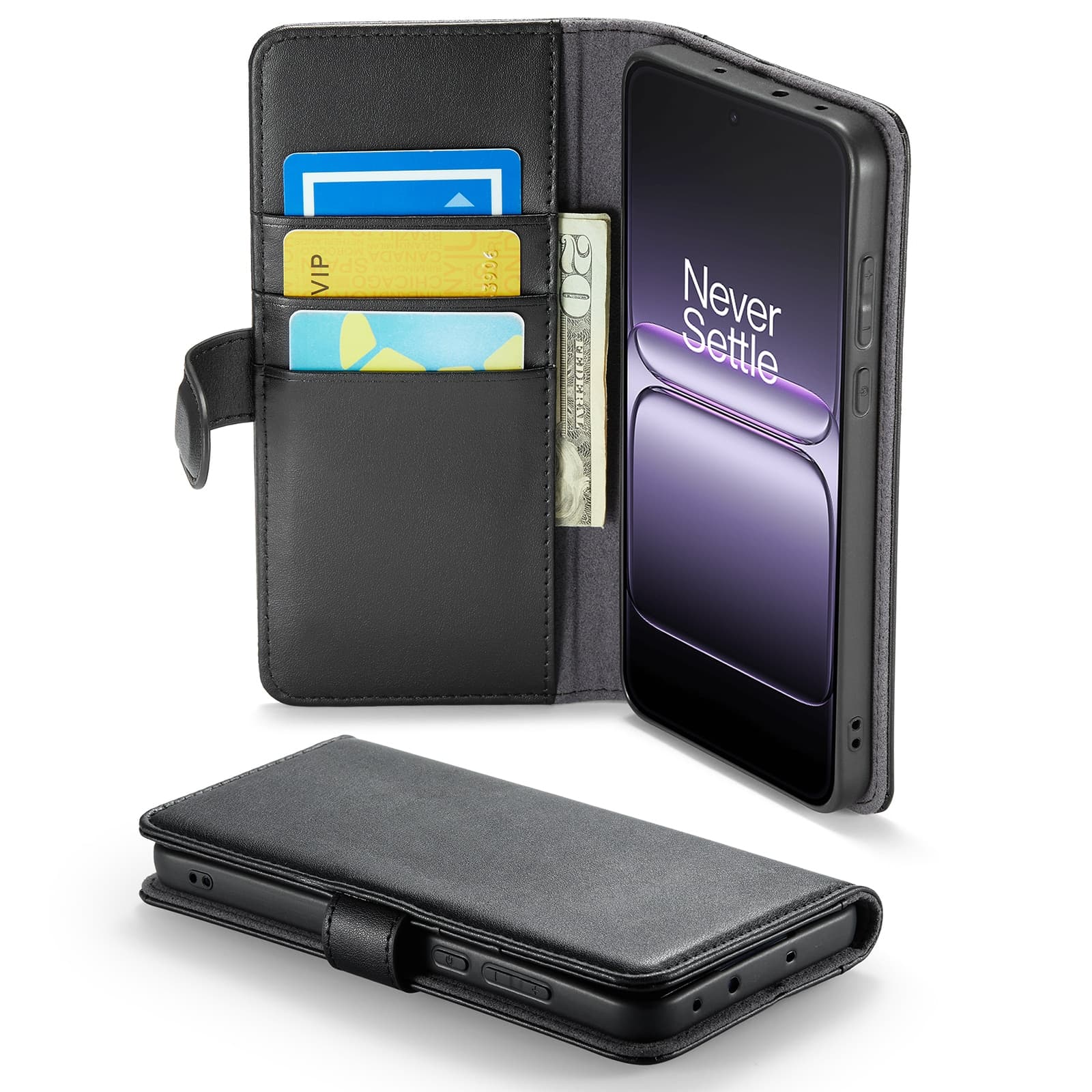  OnePlus Nord 5 Lommeboketui i ekte skinn, Svart