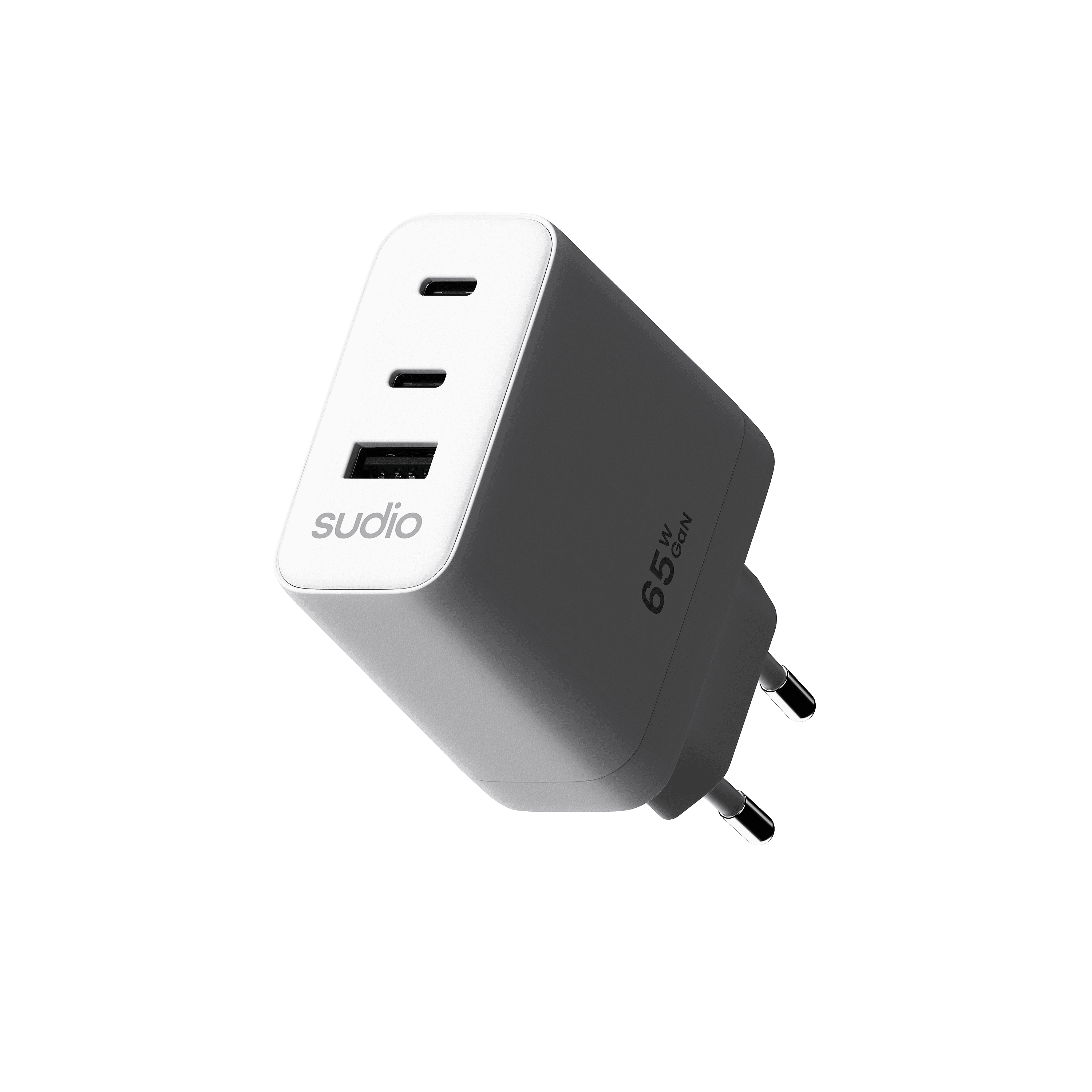 P3 2 x USB-C + USB-A Vegglader 65W, Hvit