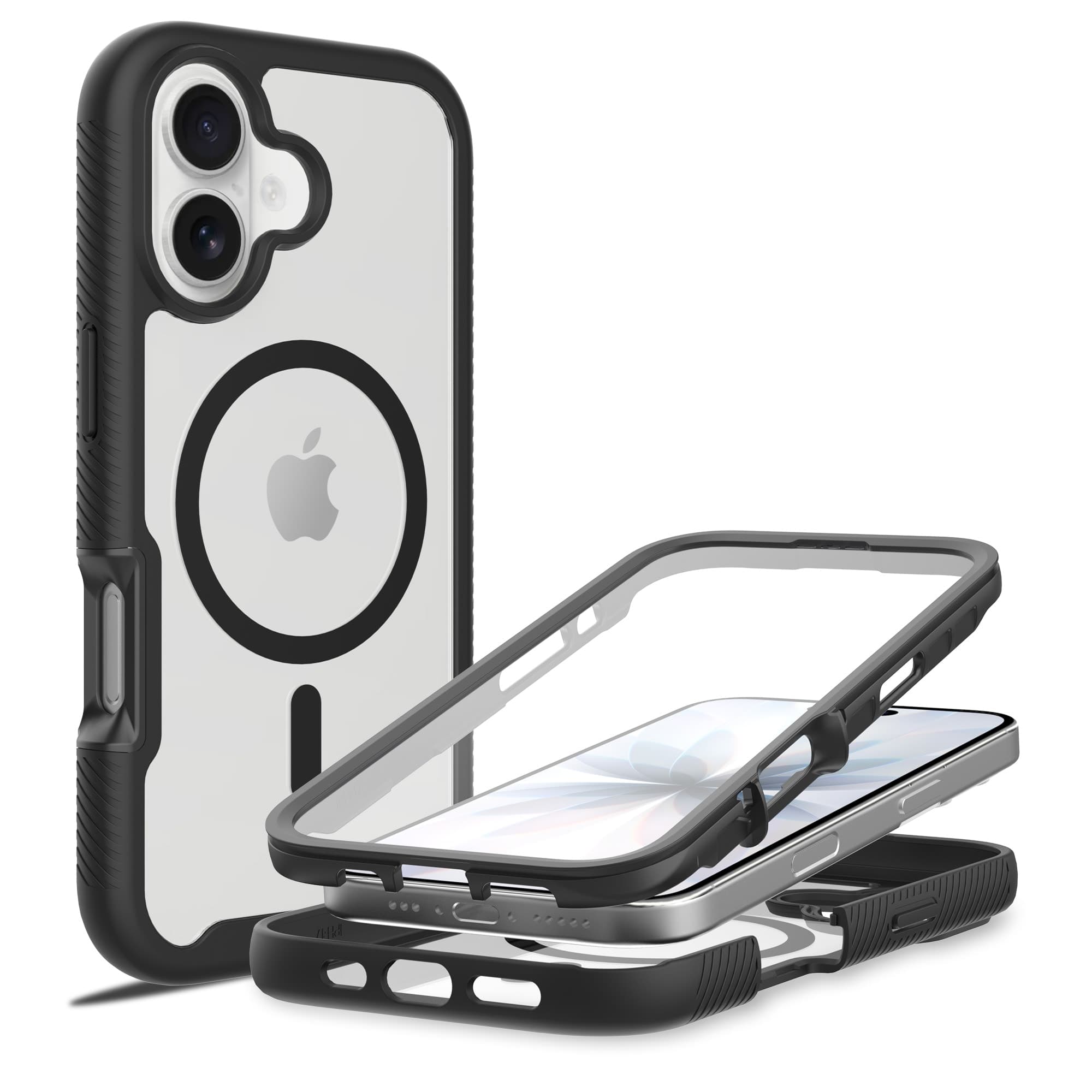iPhone 17 Deksel Magnetisk Full Protection, Svart/gjennomsiktig