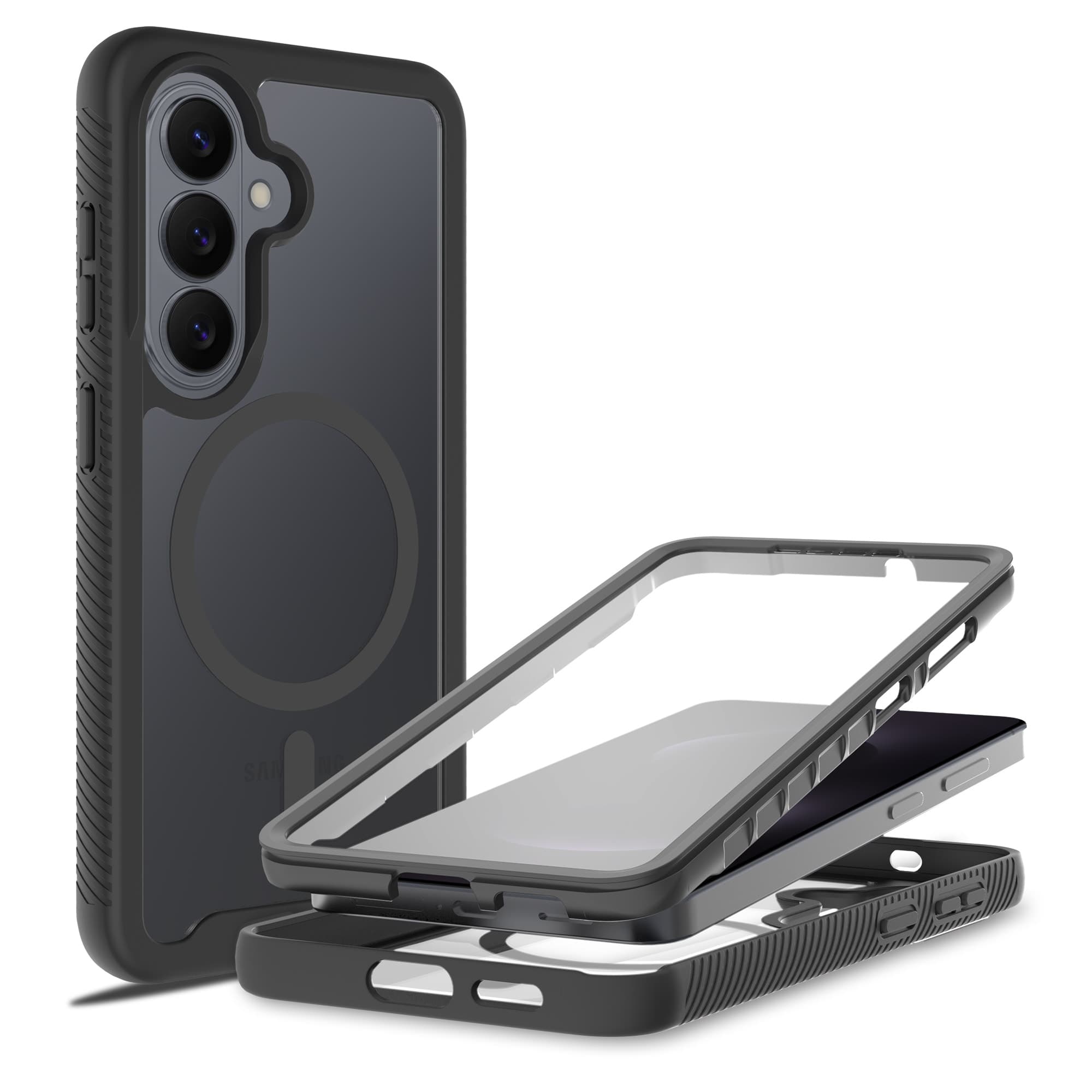 Samsung Galaxy S26 Deksel Magnetisk Full Protection, Svart/gjennomsiktig