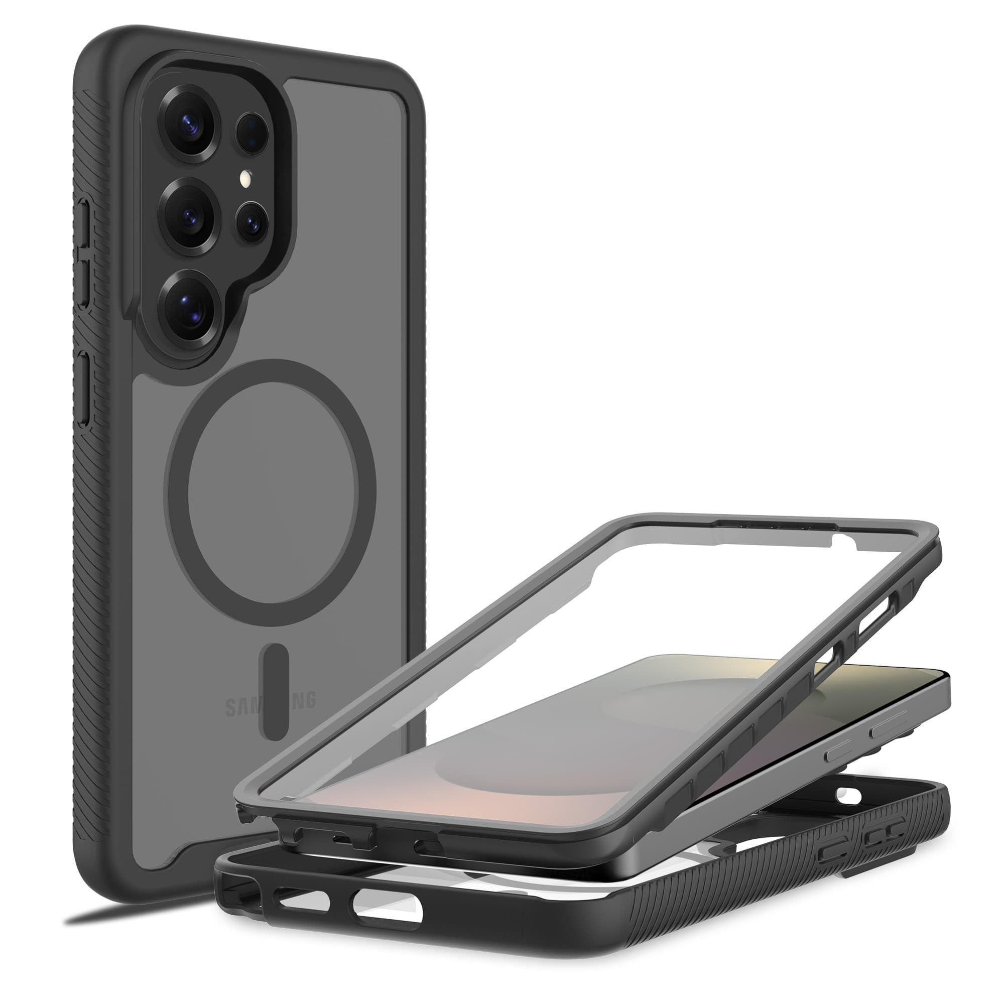 Samsung Galaxy S26 Ultra Deksel Magnetisk Full Protection, Svart/gjennomsiktig