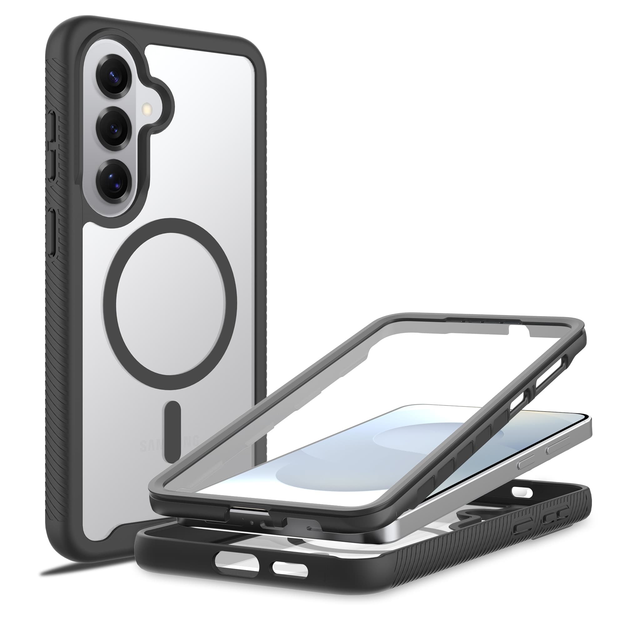 Samsung Galaxy S26 Plus Deksel Magnetisk Full Protection, Svart/gjennomsiktig