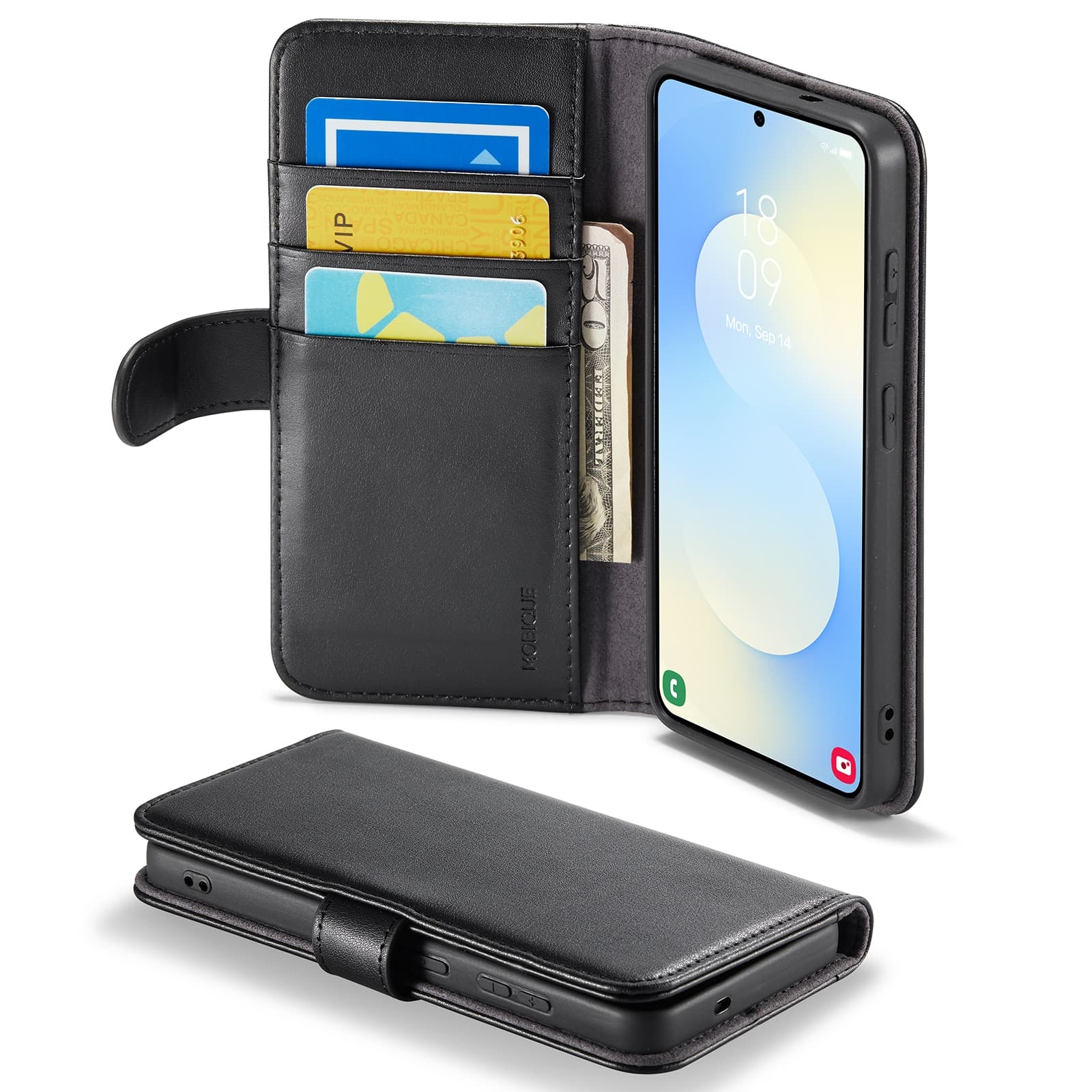 Samsung Galaxy S26 Lommeboketui i ekte skinn, Svart