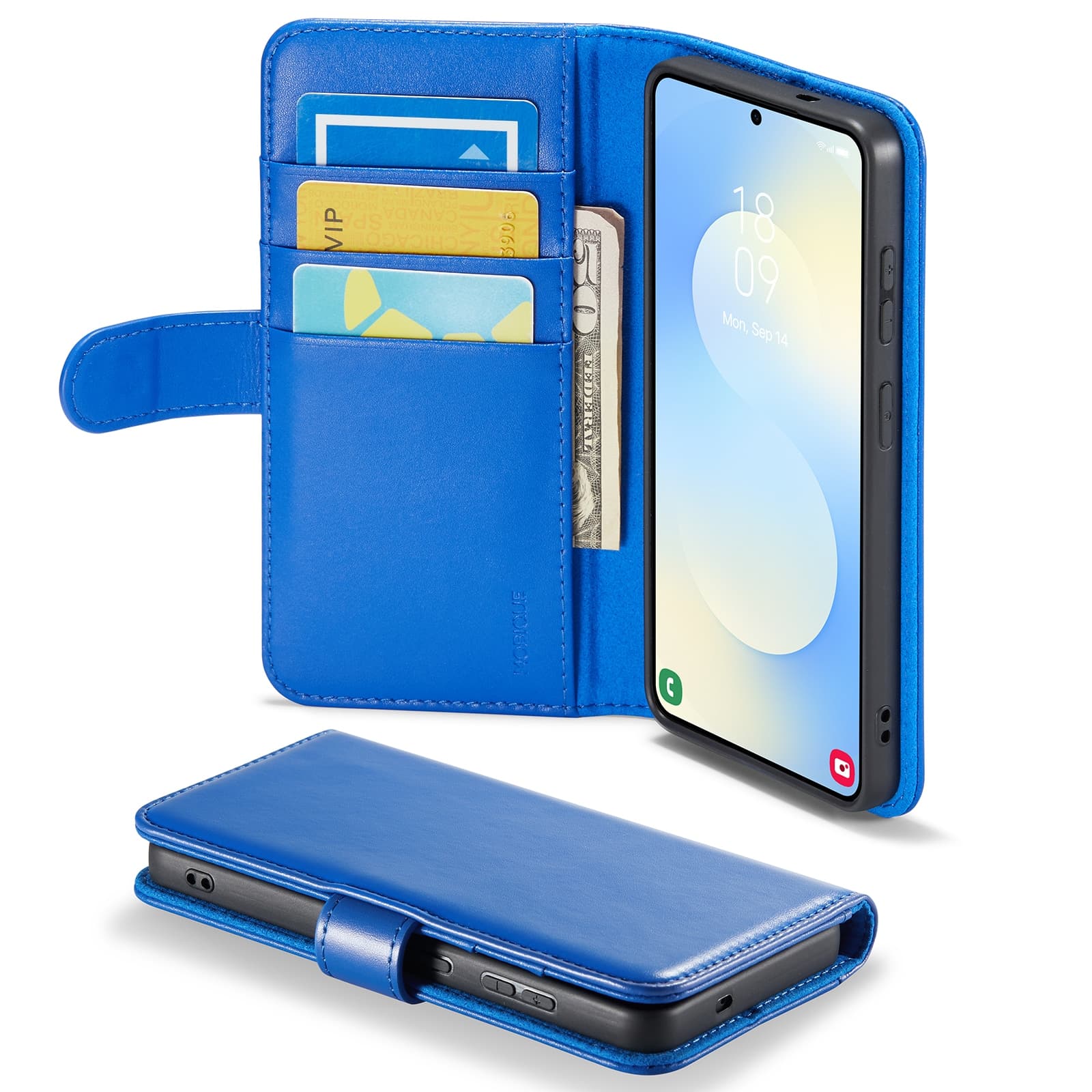 Samsung Galaxy S26 Lommeboketui i ekte skinn, Blå