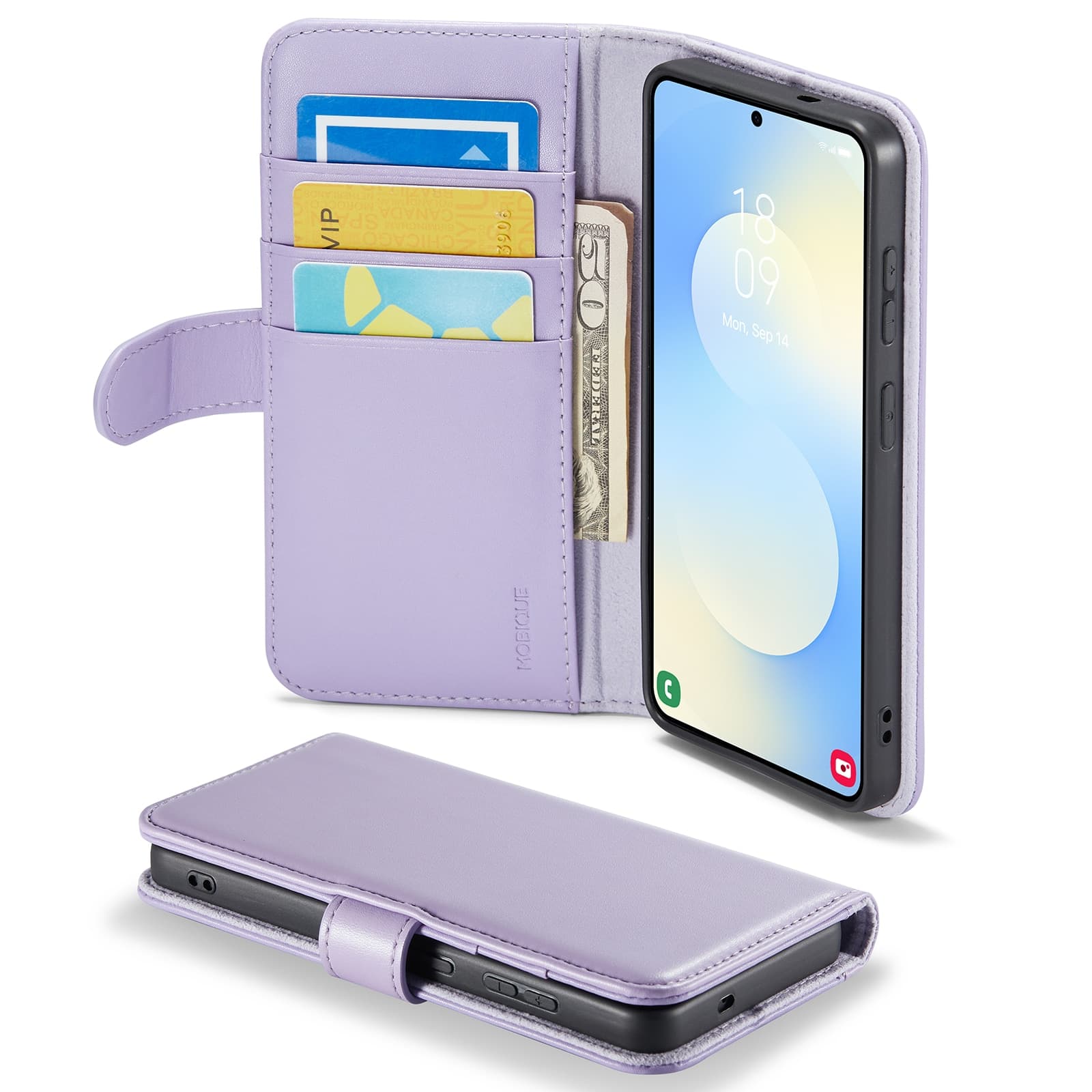 Samsung Galaxy S26 Lommeboketui i ekte skinn, Lilla