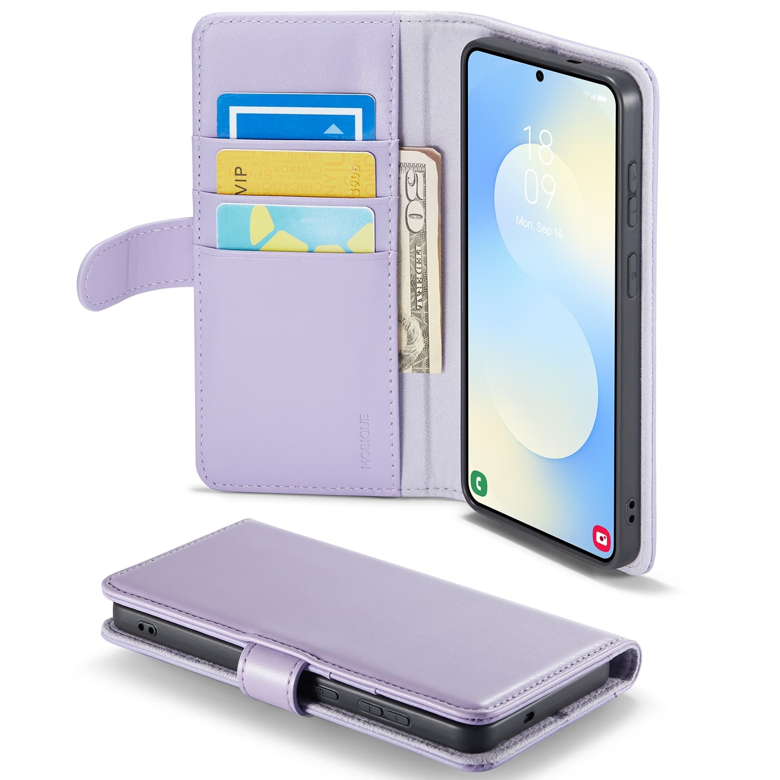 Samsung Galaxy S26 Plus Lommeboketui i ekte skinn, Lilla