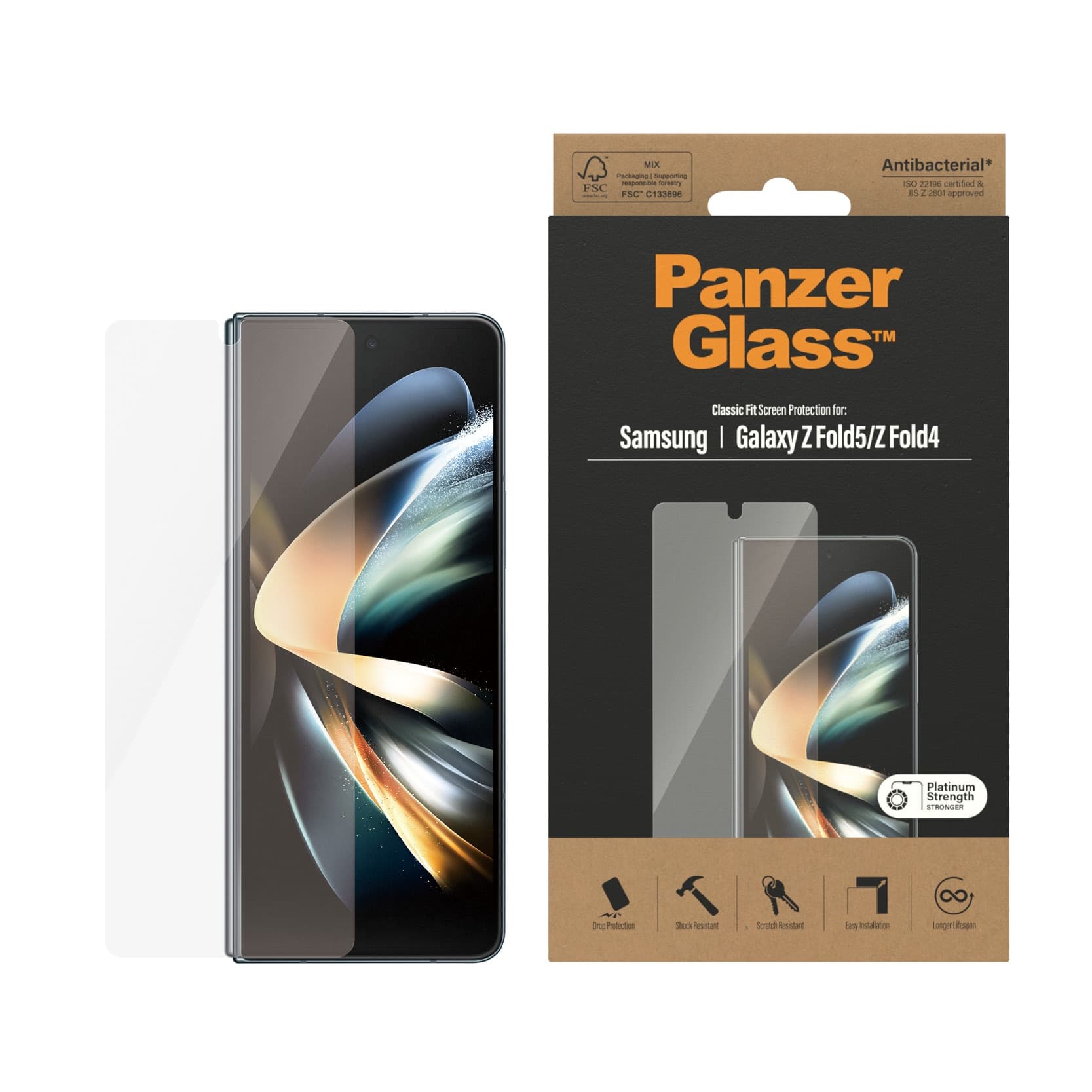 Samsung Galaxy Z Fold 5 Ytre skjermbeskytter i ripebestandig herdet glass - Ultra Wide Fit