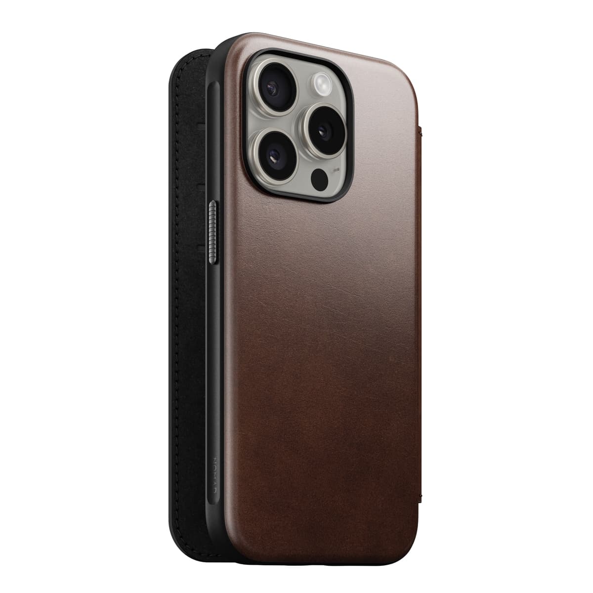 iPhone 15 Pro Skinnetui MagSafe - Modern Horween Leather Folio Rustic Brown