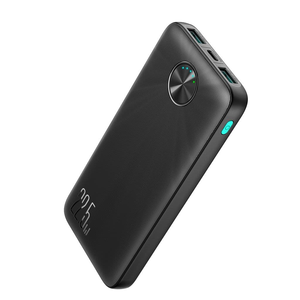 Trippel utgang Powerbank 10000 mAh 22.5W - LED, Svart