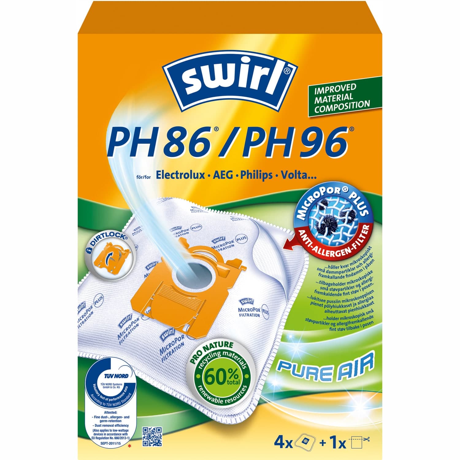 Støvsugerpose PH86/PH99 Philips, AEG & Electrolux (4-pack)