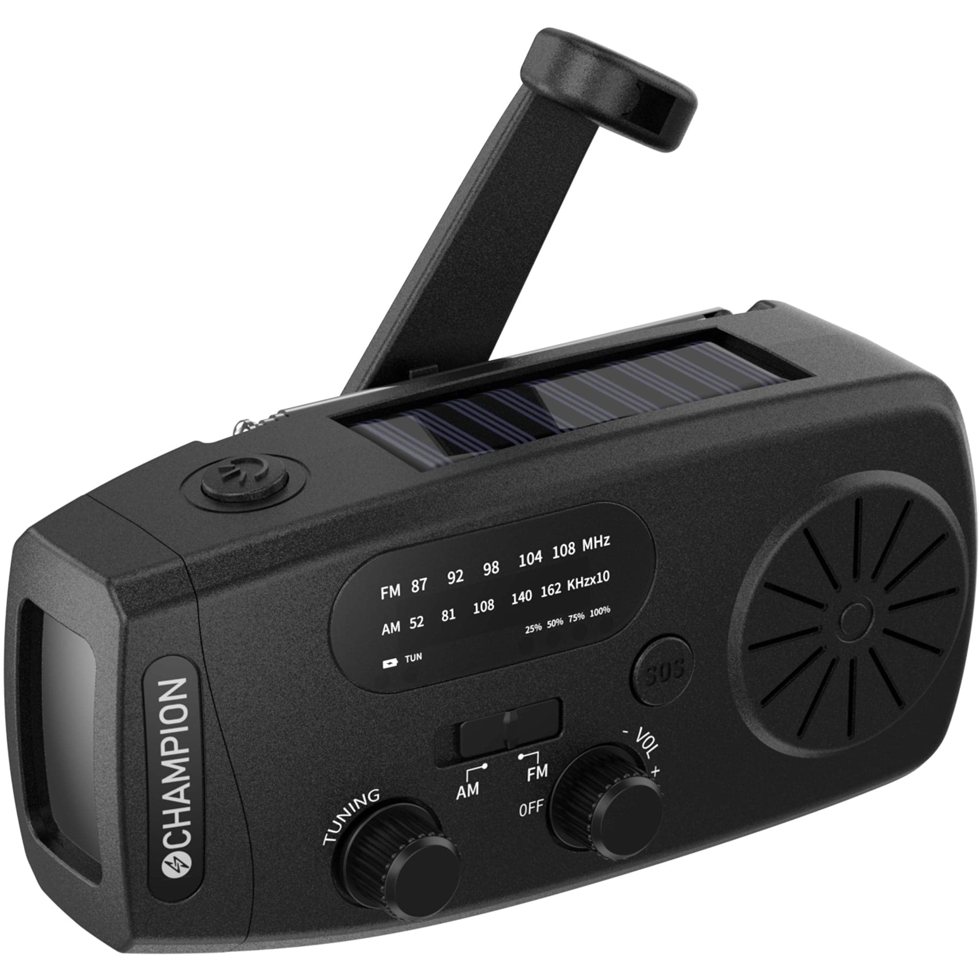 Vevradio med lommelykt og solcellelading, 