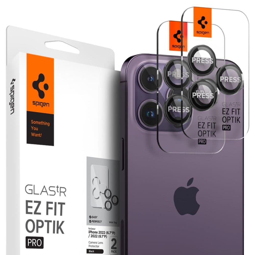 iPhone 14 Pro EZ Fit Linsebeskytter (2-pack), Svart