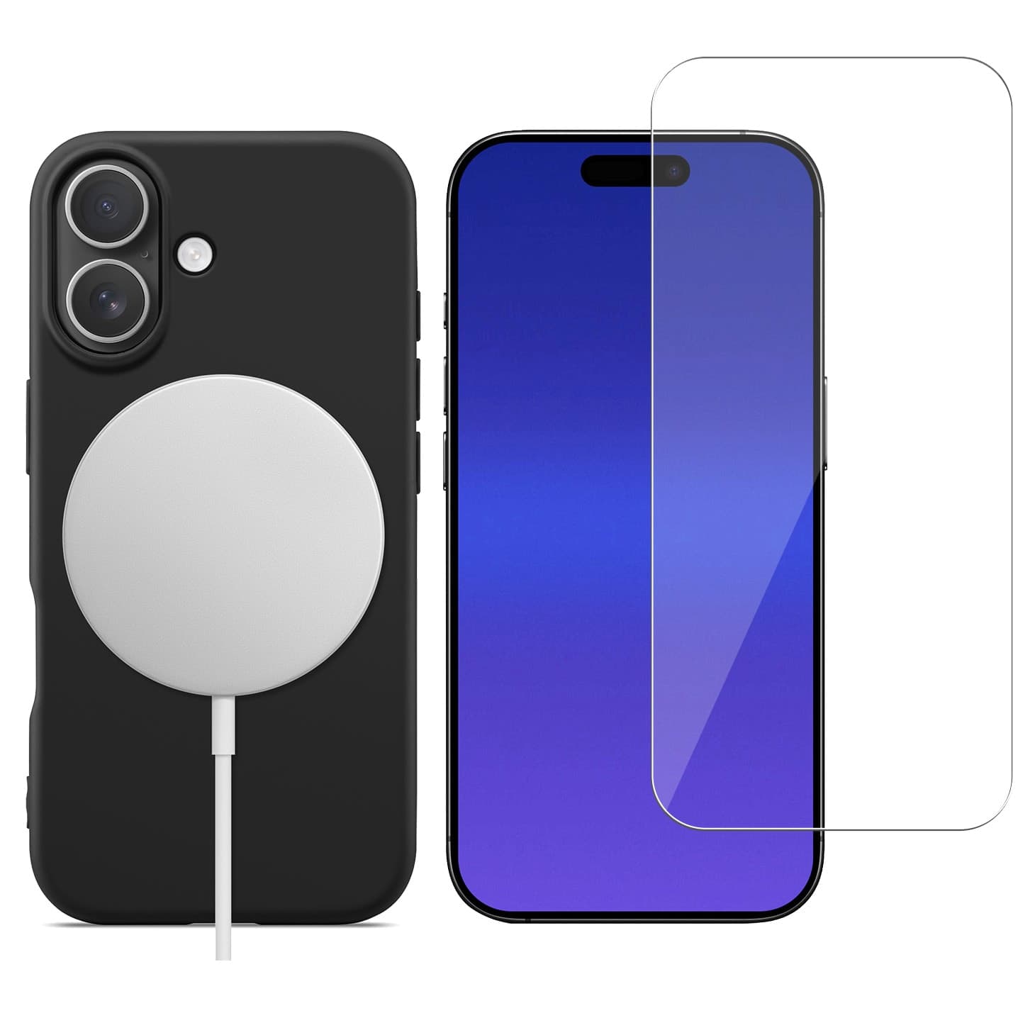 iPhone 17 MagSafe deksel i TPU + Skjermbeskytter herdet glass, Svart