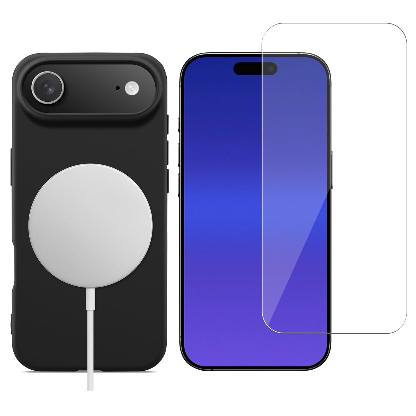 iPhone Air MagSafe deksel i TPU + Skjermbeskytter herdet glass, Svart