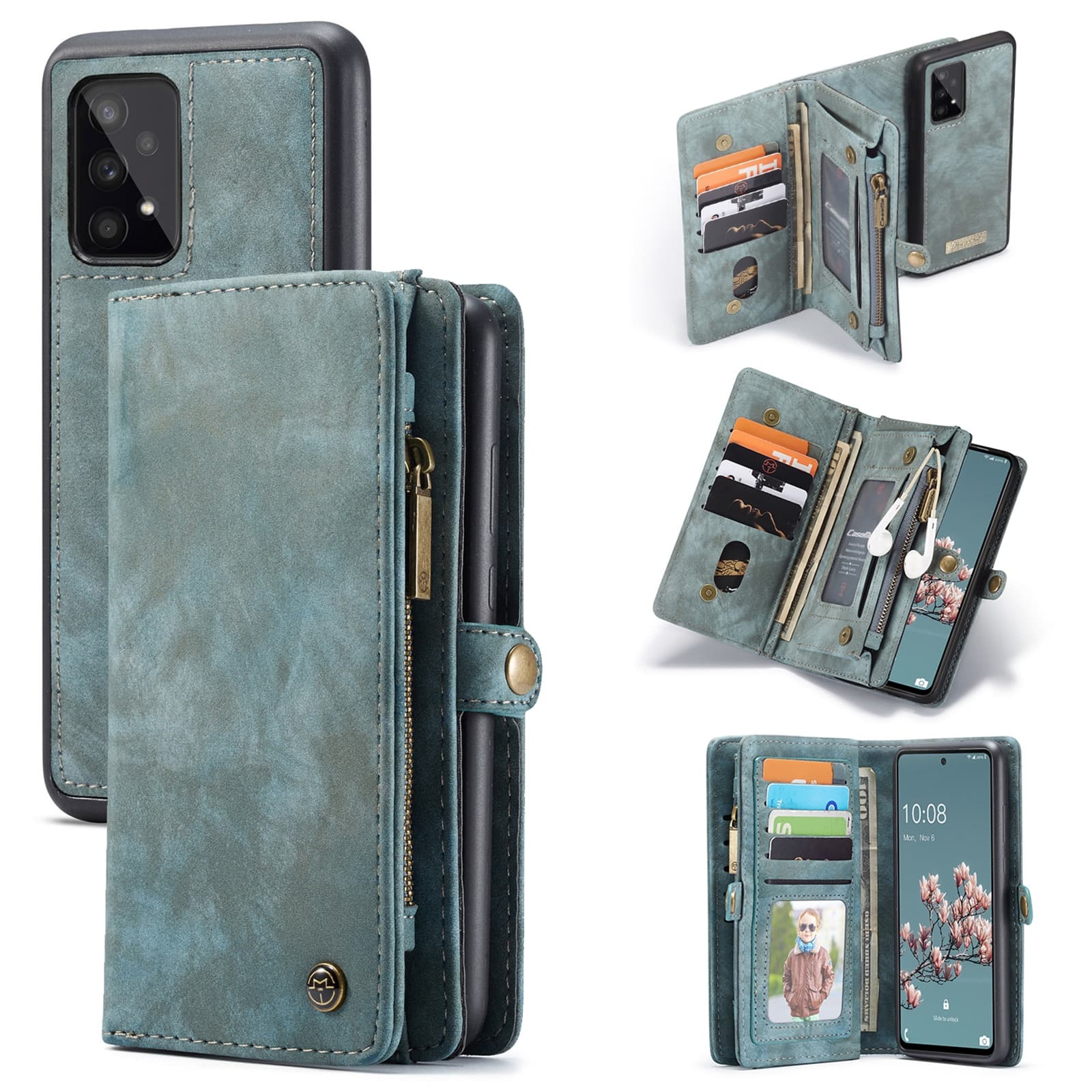 Samsung Galaxy A53 Romslig lommeboketui med mange kortlommer, Blå