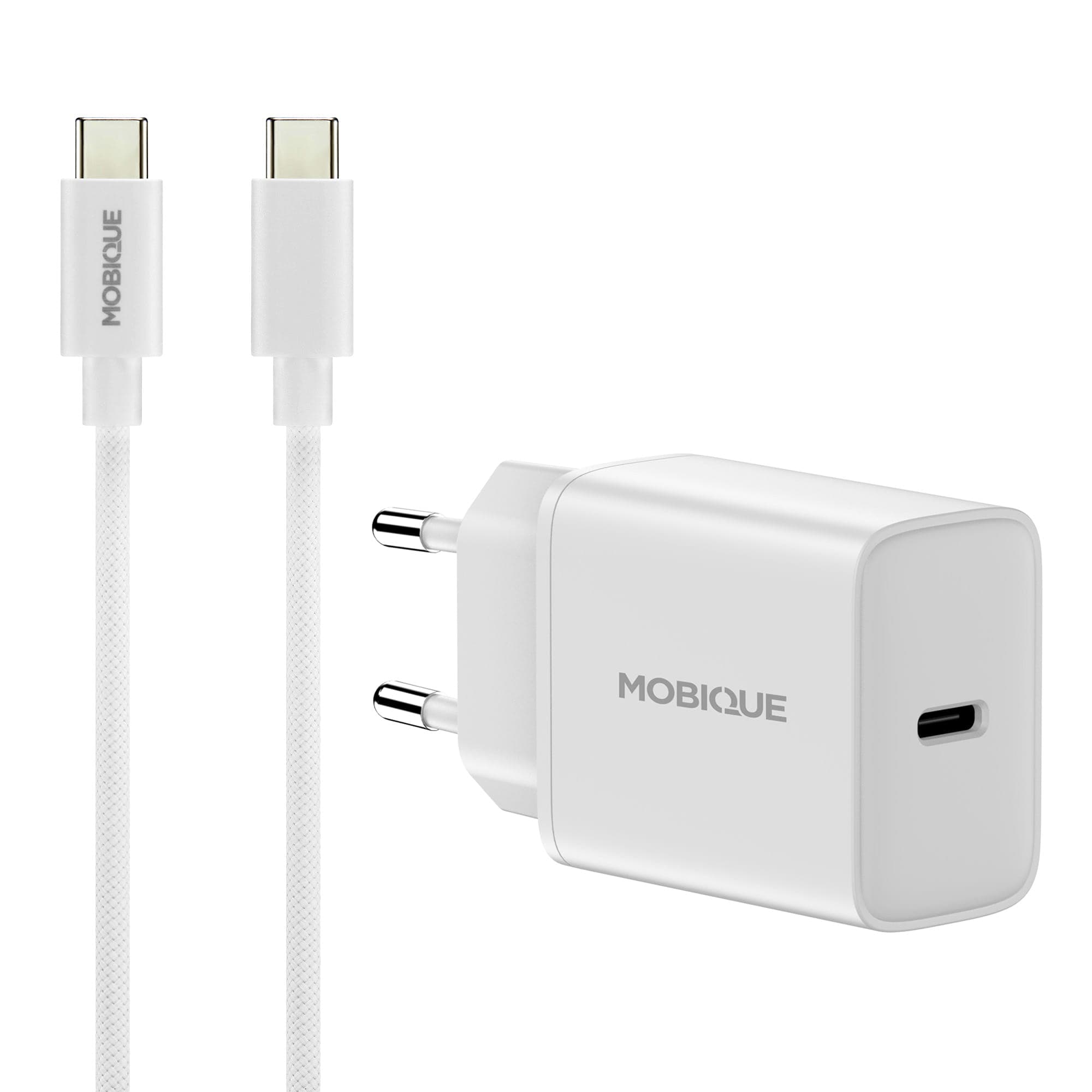 Lader iPhone 16 Plus - USB-C 2m kabel & vegglader, Hvit