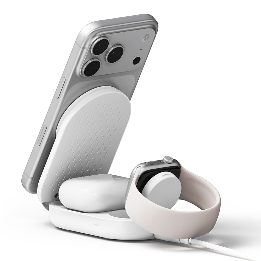 Qi2 3-i-1 magnetisk trådløs sammenleggbar lader, Hvit