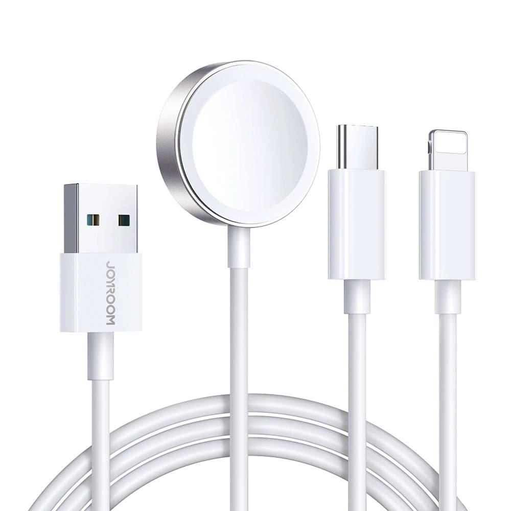 3-i-1 Laderkabel - USB-A til USB-C/Lightning & Apple Watch Lader, Hvit
