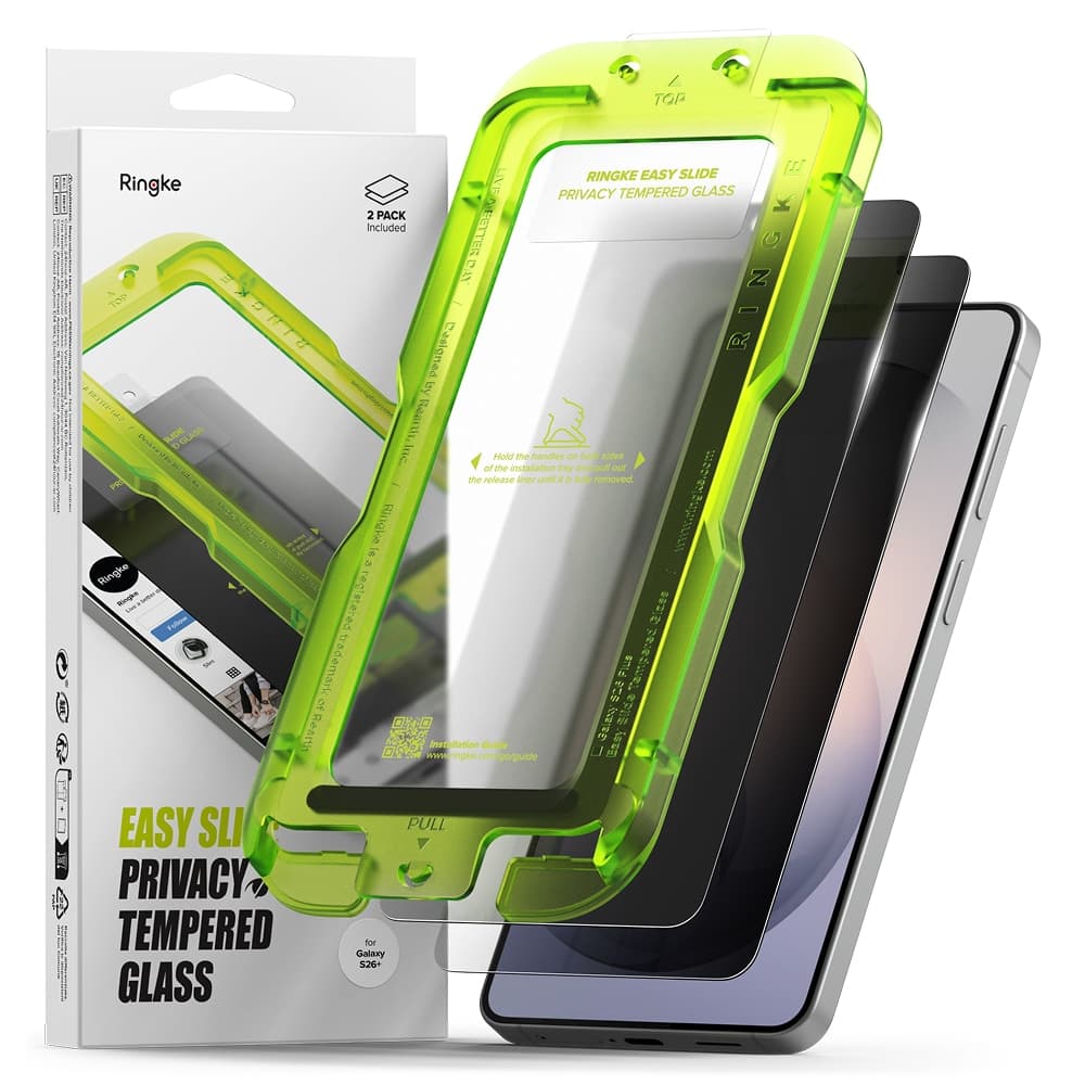 Samsung Galaxy S26 Plus Anti-spy Skjermbeskytter i glass med monteringsram (2-pack)