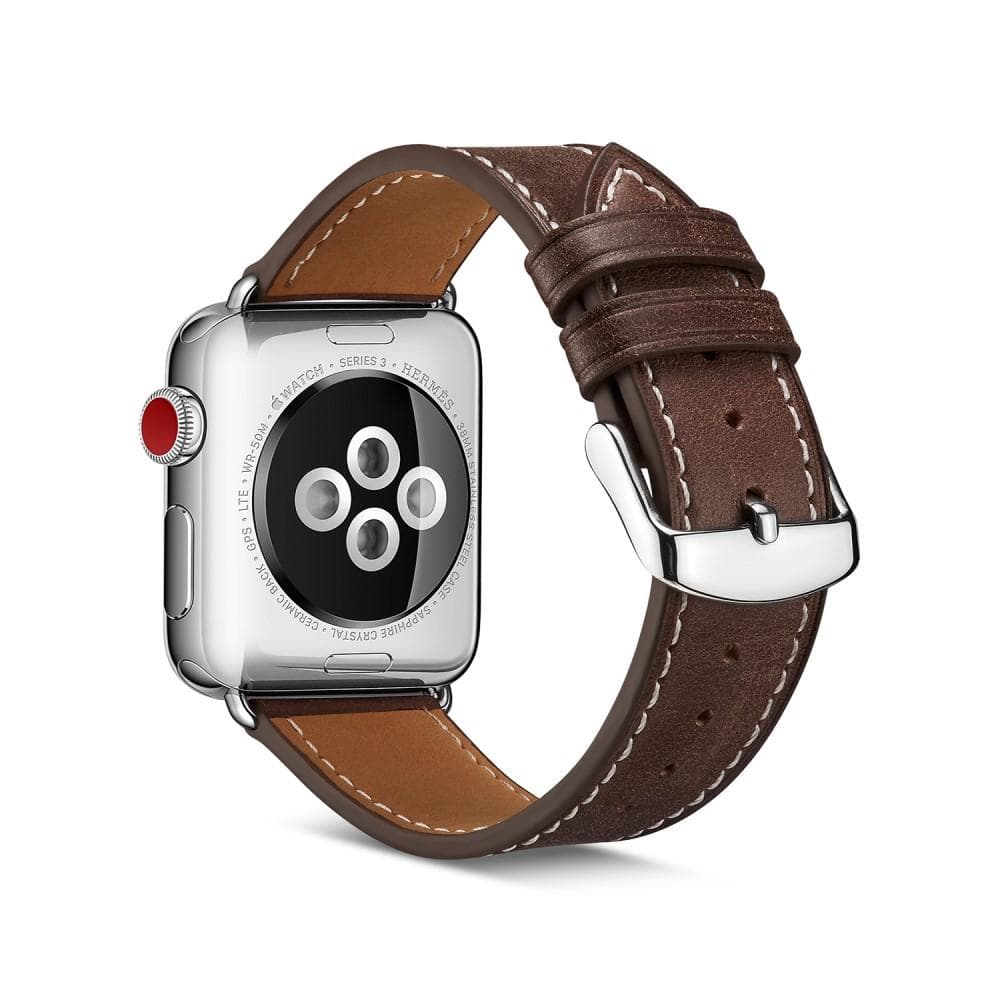 Apple Watch Series 11 46mm Reim i ekte skinn, Brun