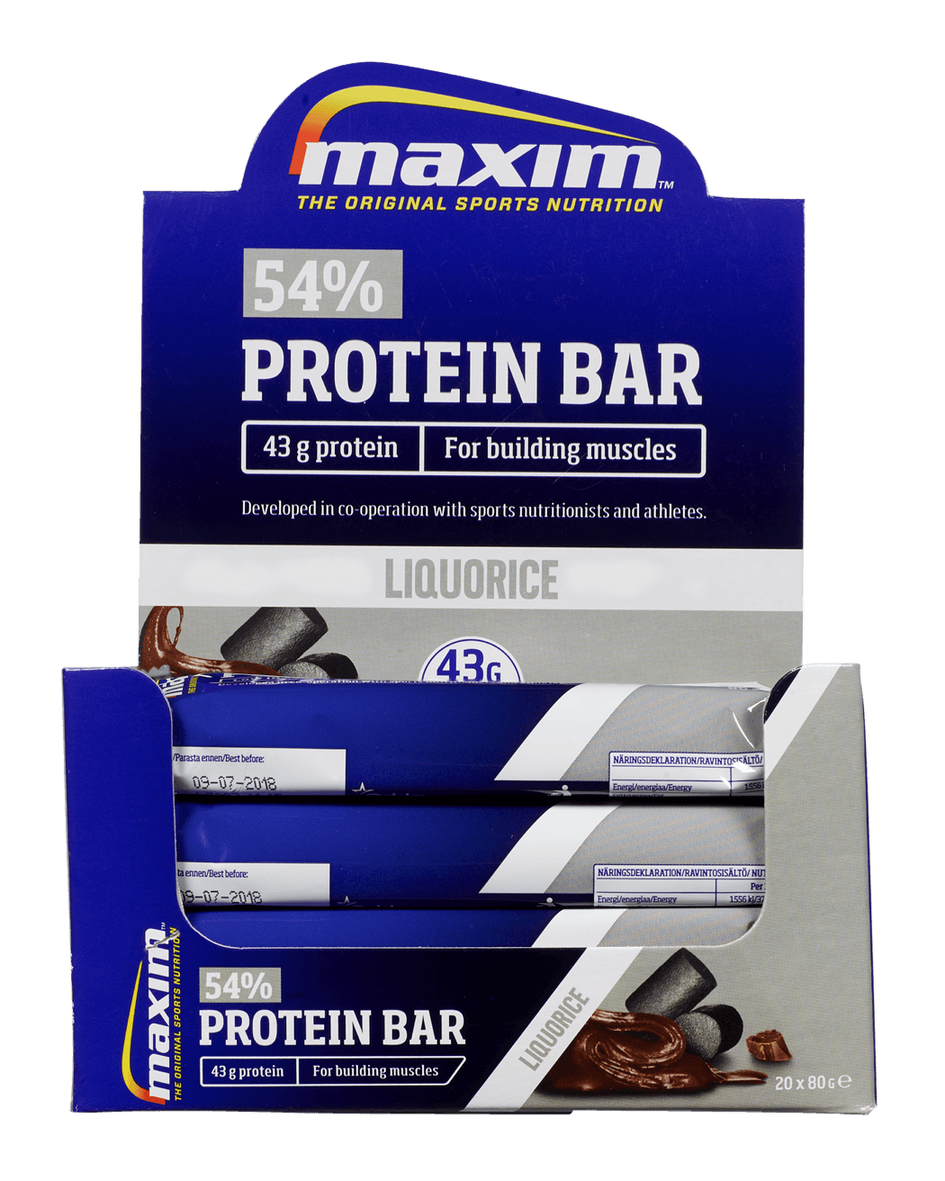 Maxim 54% Protein Bar Liquorice 20x80g
