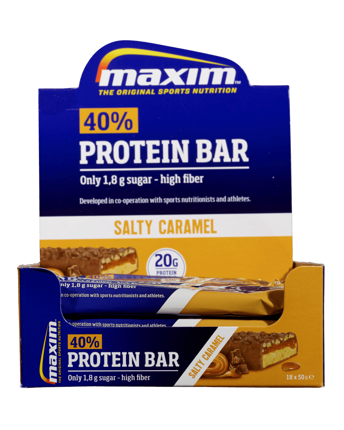 Maxim 40% Protein Bar Salty Caramel 18x50g
