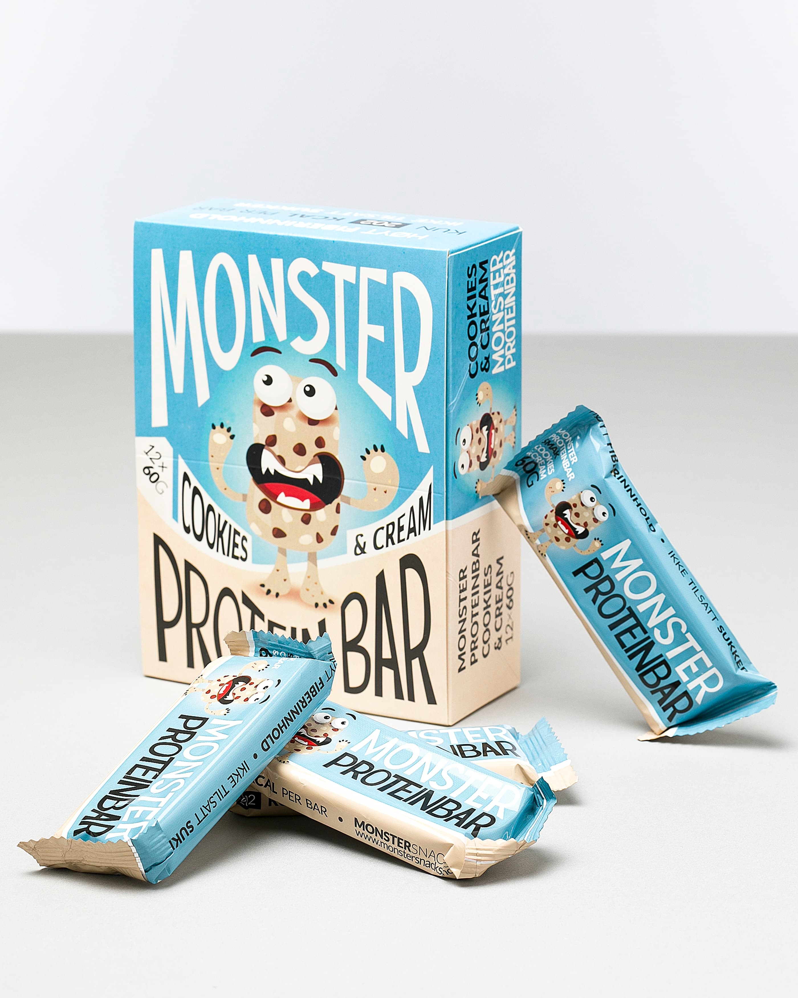 Monster Fiber Proteinbar Cookies &amp; Cream 12x60g