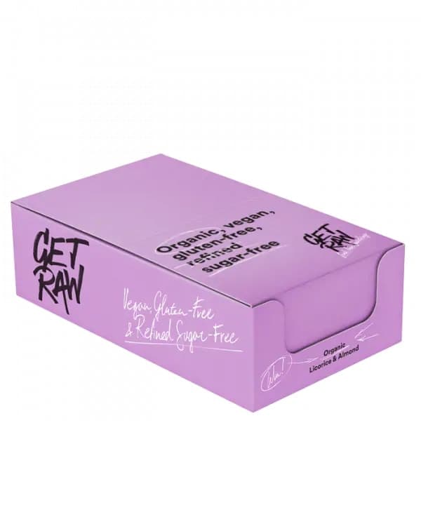 Get Raw Organic Bar Licorice &amp; Almond 12x42g