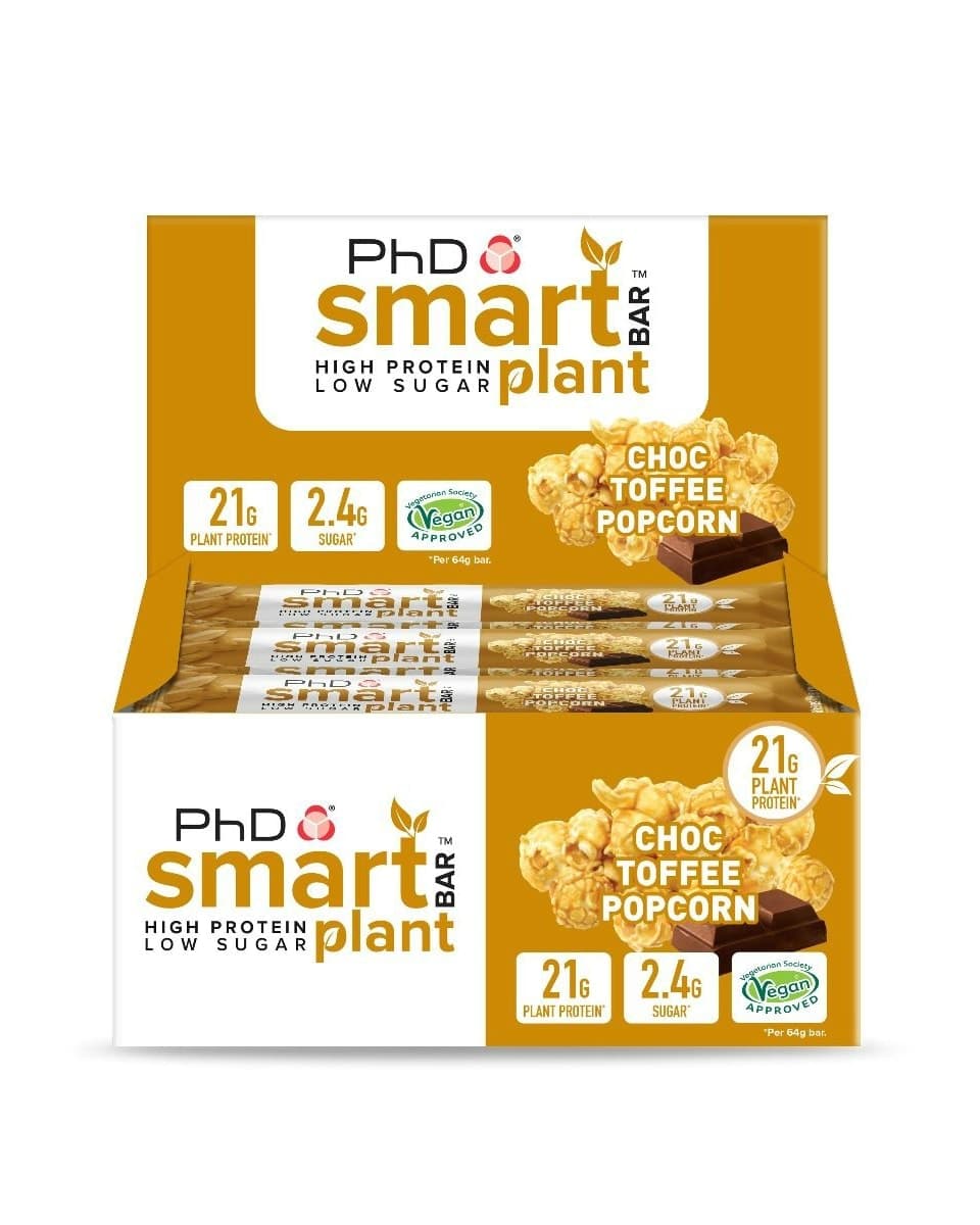PhD Vegan Smart Bars Toffee Popcorn 12x64g