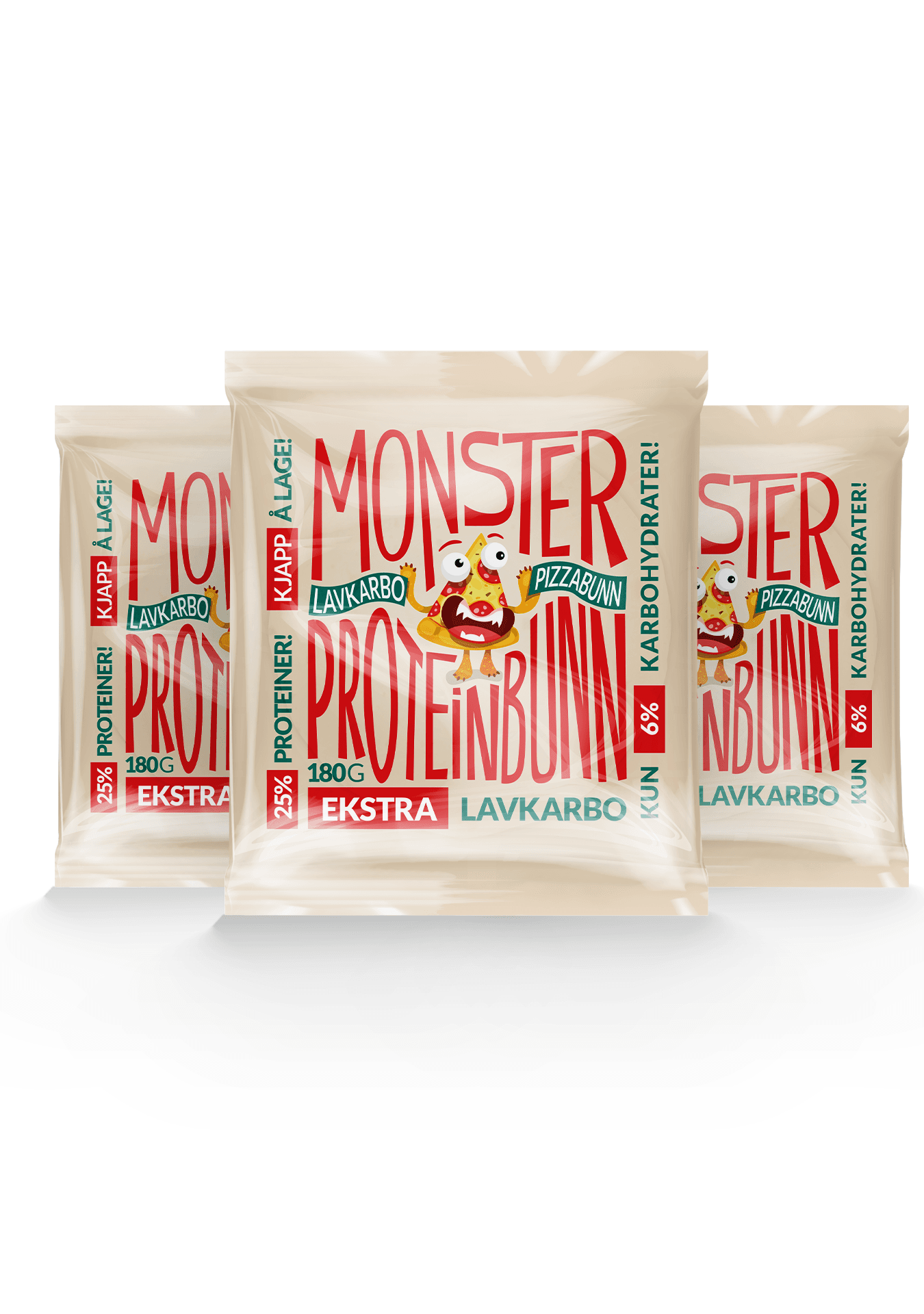 Monster Lavkarbo Pizzabunn 3x180g