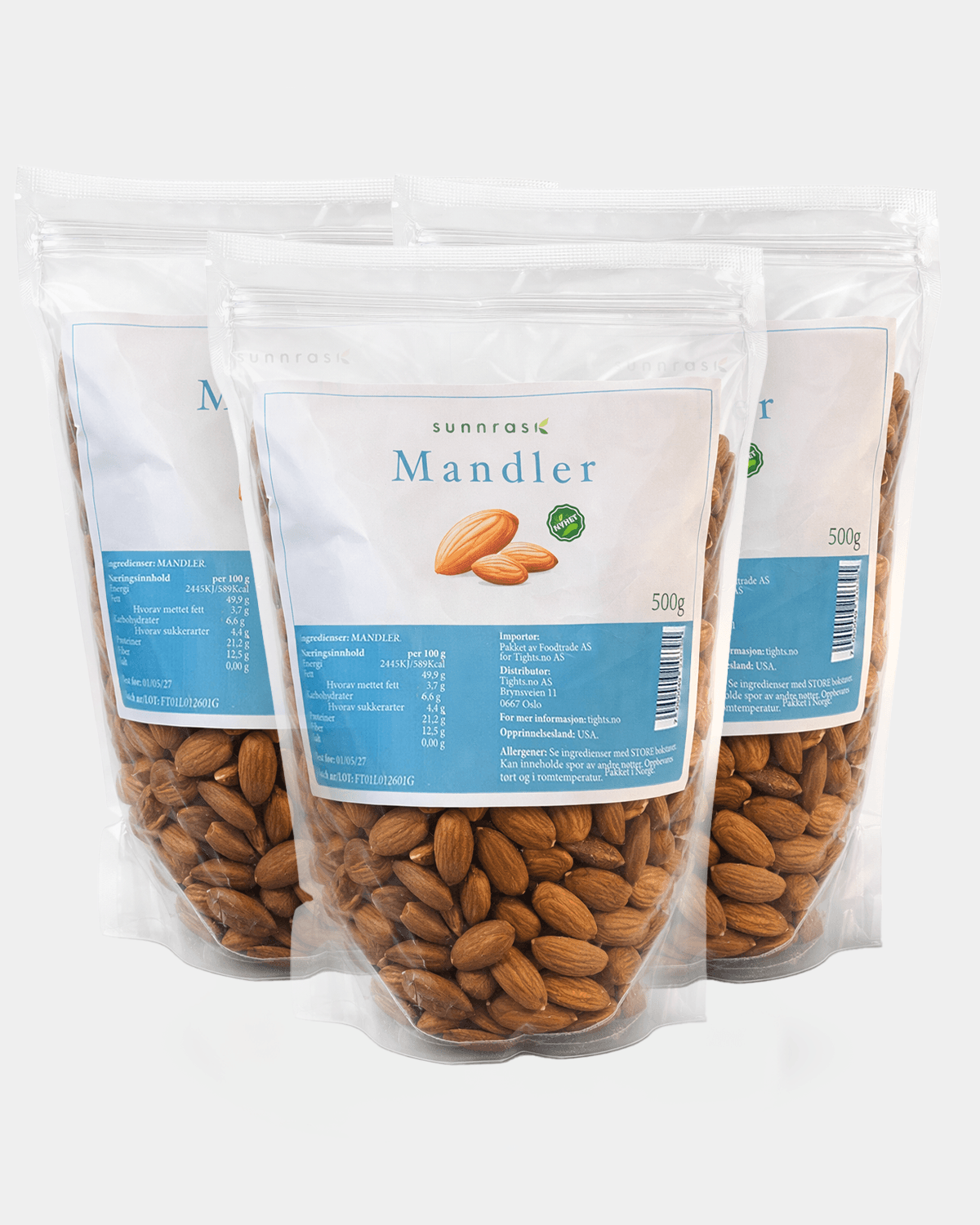 SunnRask Mandler 3x500g