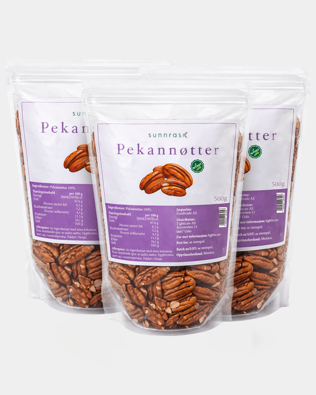 SunnRask Pekannøtter 3x500g