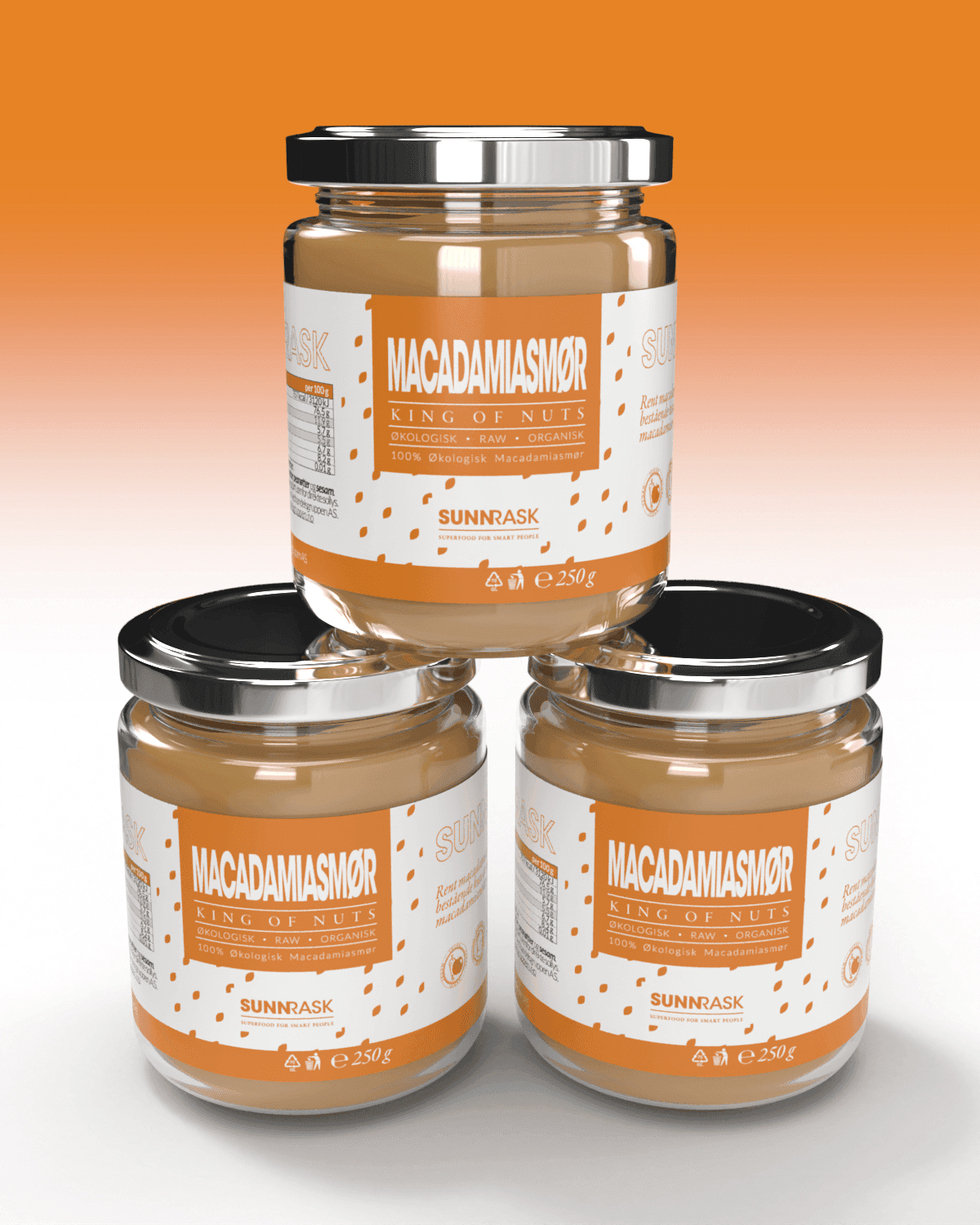 SunnRask Macadamiasmør 3x250g - TREPAKNING!