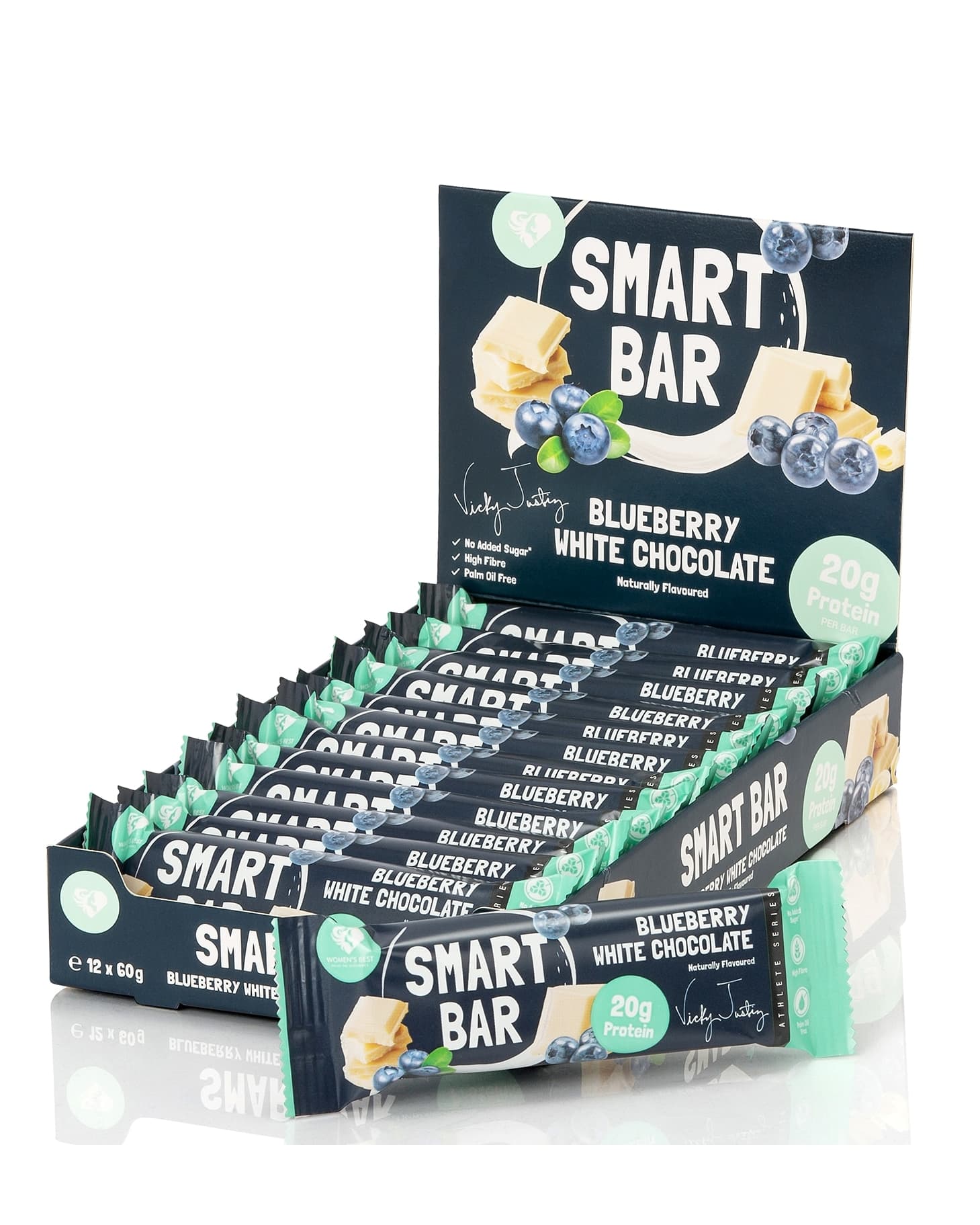 Women’s Best Smart Protein Bar Blueberry White Chocolate by Vicky Justiz 12x60g