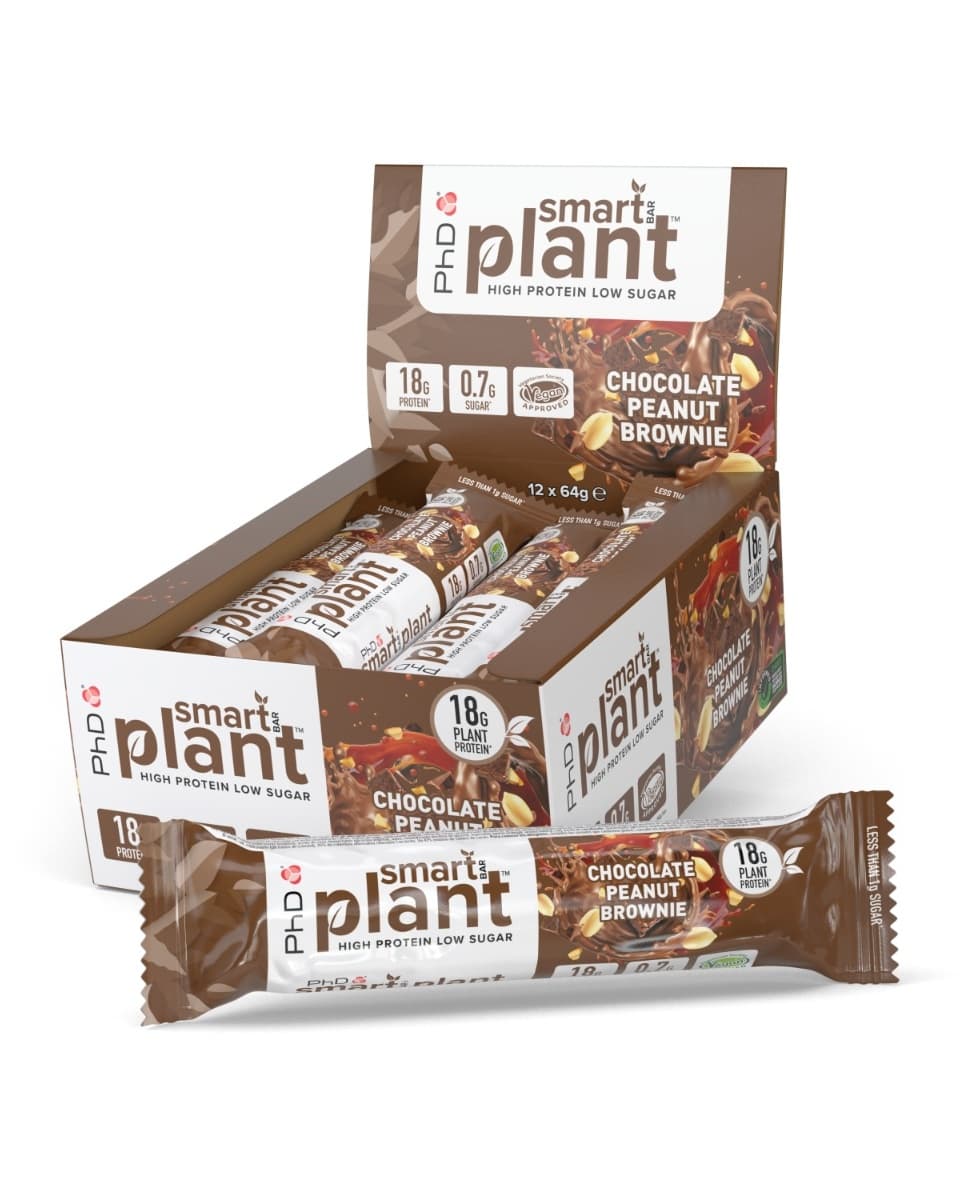 PhD Smart Plant Bar Chocolate Peanut Brownie 12x64g