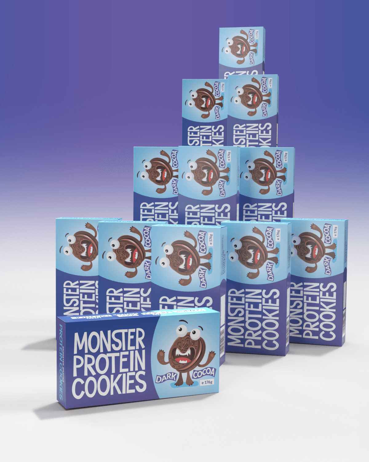 Monster Protein Cookies Dark Cocoa 12x176g - TOLVPAKNING!