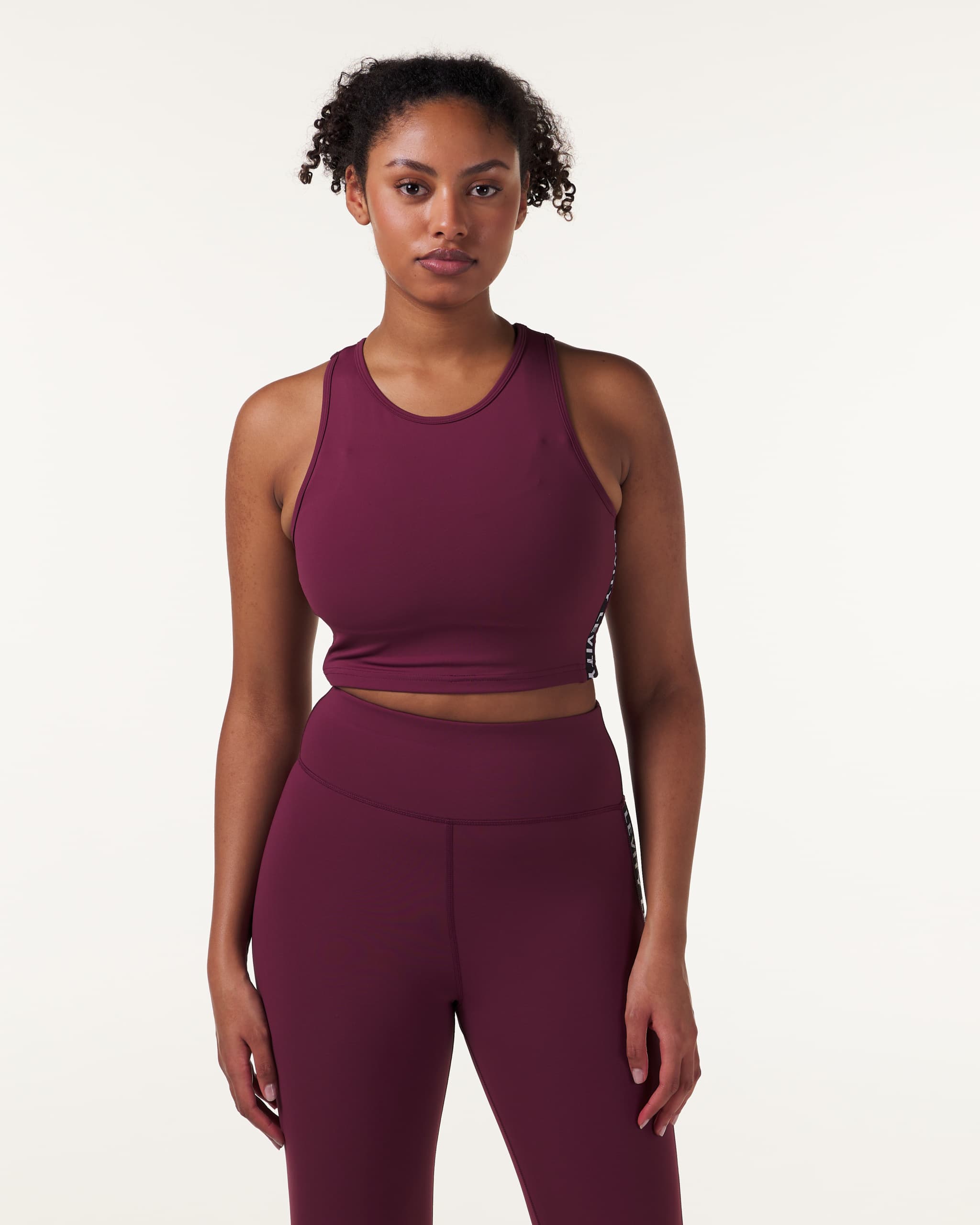 LEVITY Line Up Crop Tank Red Wine