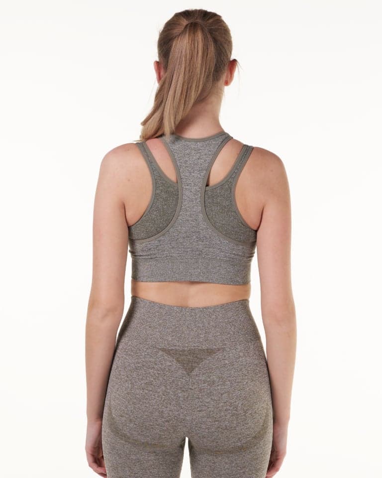 LEVITY Solar Cut Out Seamless Bra Green Burnt Marl