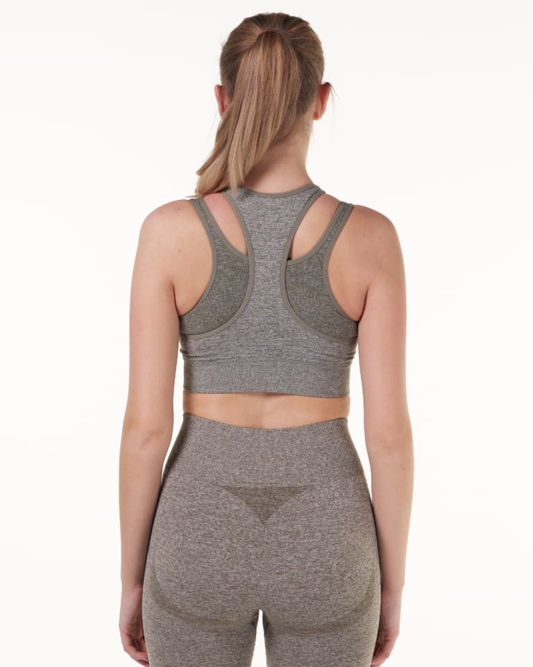 LEVITY Solar Cut Out Seamless Bra Green Burnt Marl