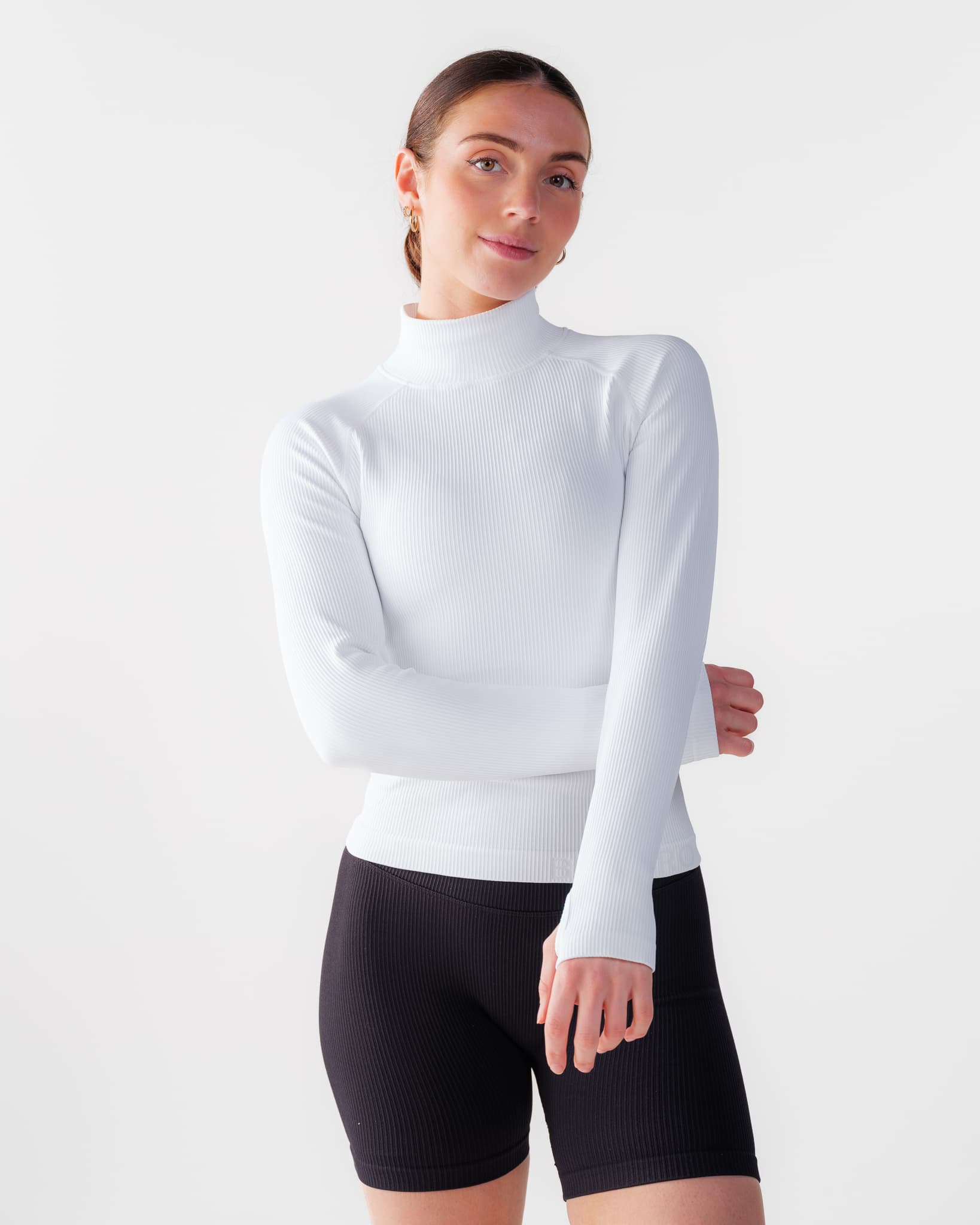 Bumpro Perfect Rib Sweatshirt Turtleneck White