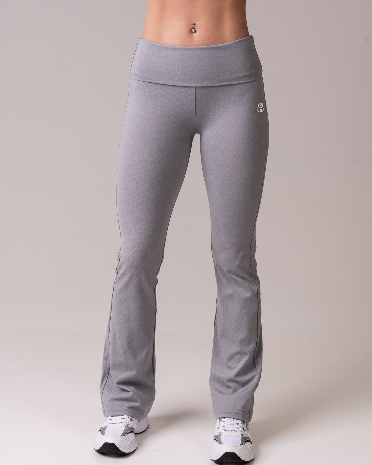 Bumpro Lively Foldover Flare Pants Grey Melange