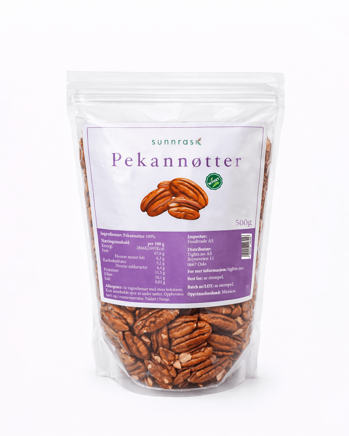 SunnRask Pekannøtter 500g