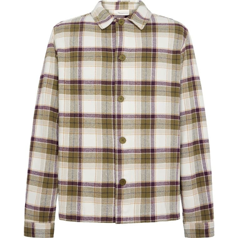 KnowledgeCotton Apparel Organic Cotton Flannel Overshirt GOTS Green Check