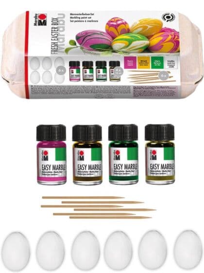 Marabu Marmoreringsfarge påskesett med egg - 4 farger
