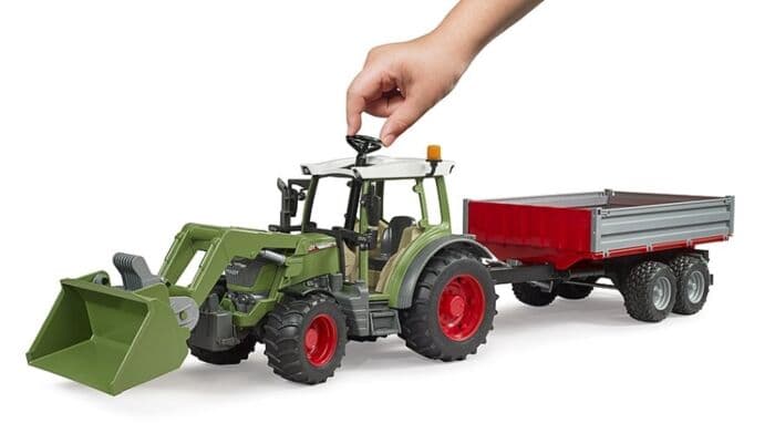 Bruder Fendt Vario 211 frontlaster traktor med henger - 02182